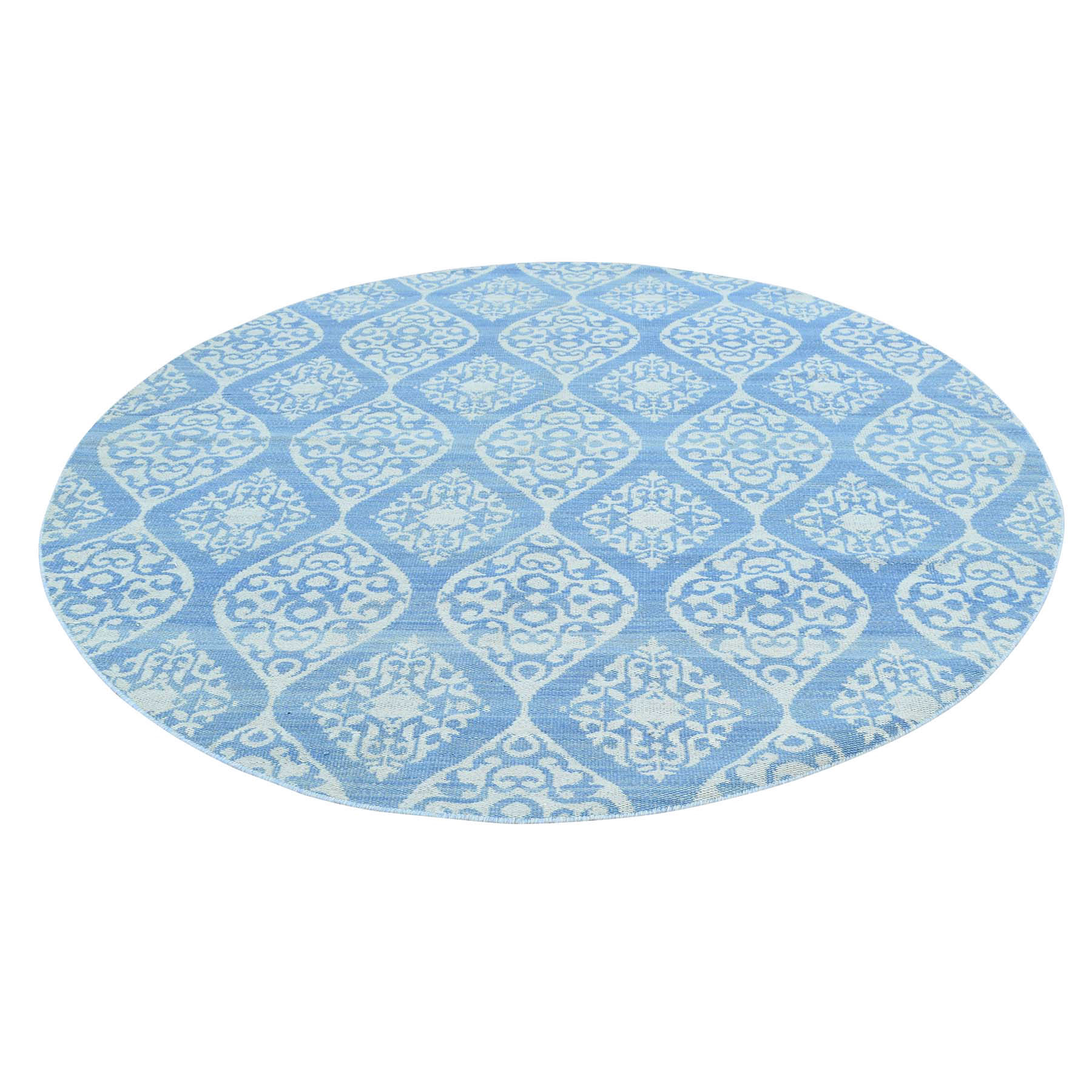 6'x6' Reversible Flat Weave Round Hand Woven Durie Kilim Rug 
