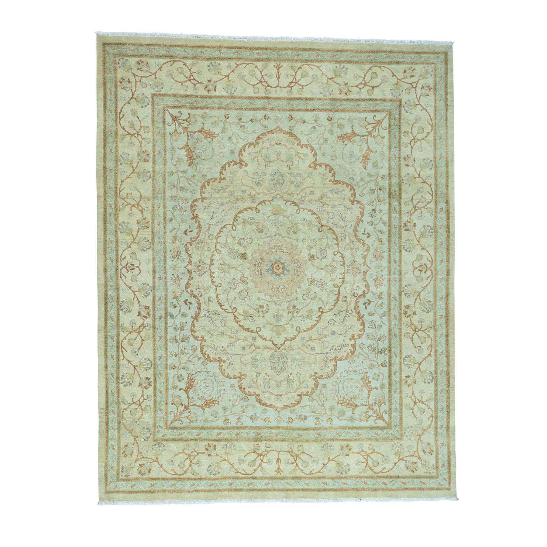 8'1"x10'5" Antiqued Tabriz with Pastel Colors Hand Woven Oriental Rug 
