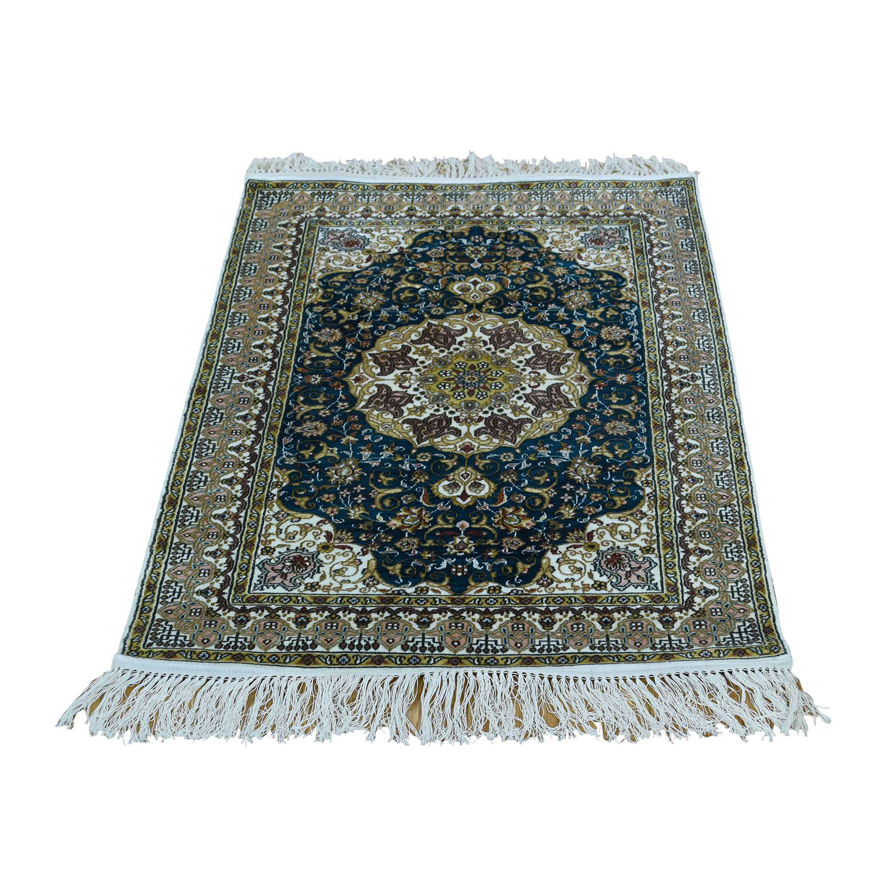 2'1"x3' 600 Kpsi Pure Silk Tabriz Hand Woven Oriental Rug 