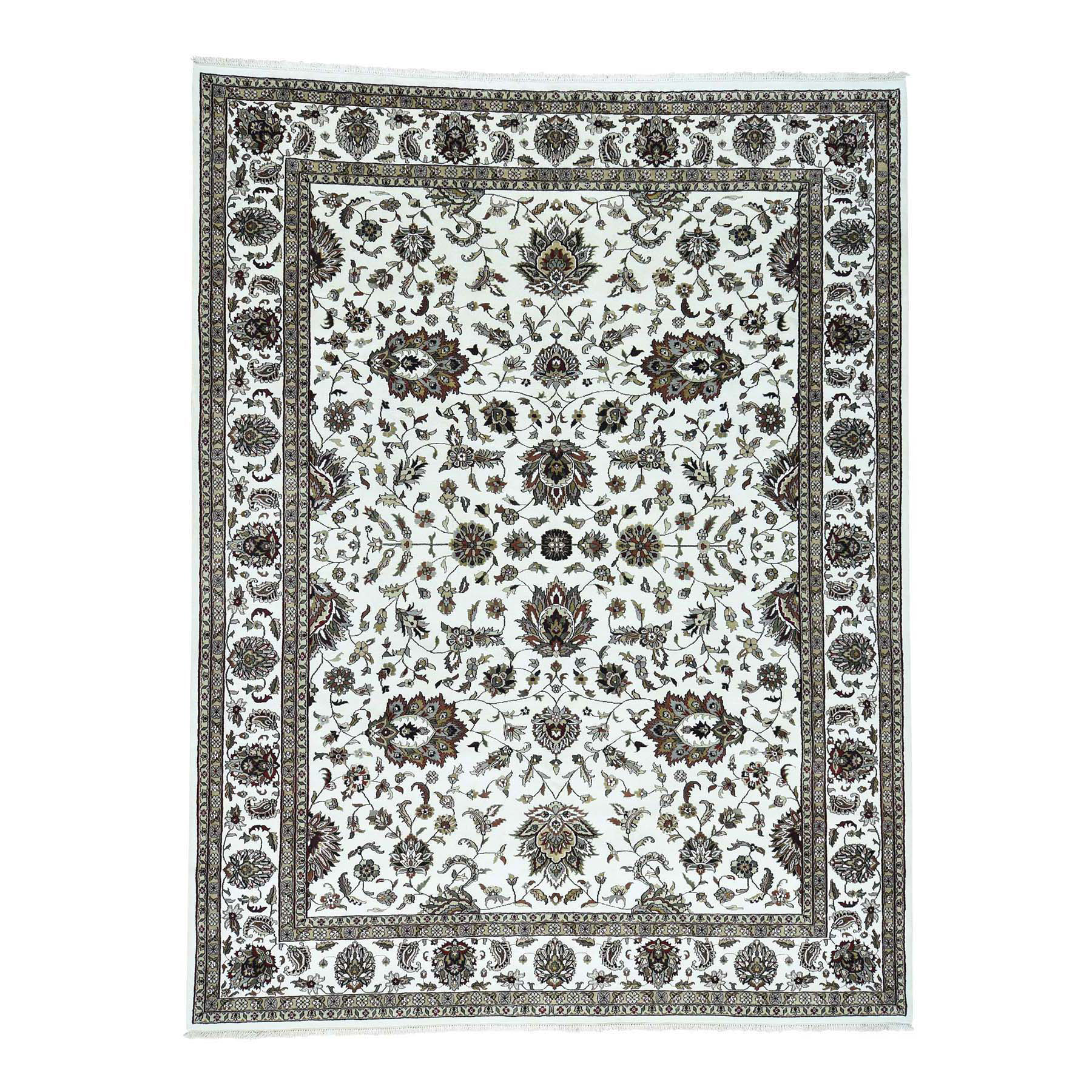 9'x11'10" Wool and Silk Hand Woven 250 KPSI Indo Persian  Kashan Oriental Rug 