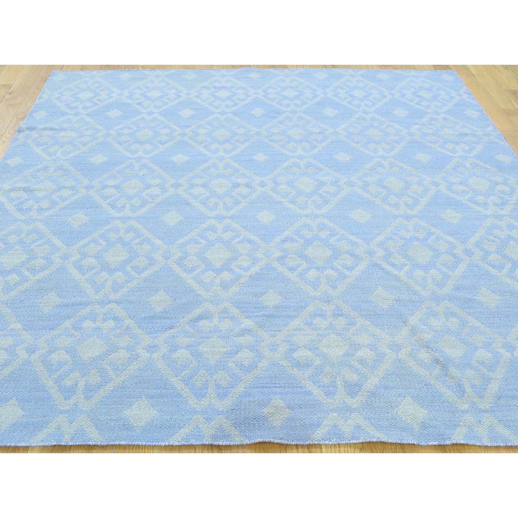 7'10"x7'10" Hand-Woven Flat Weave Reversible Durie Kilim Square Rug 