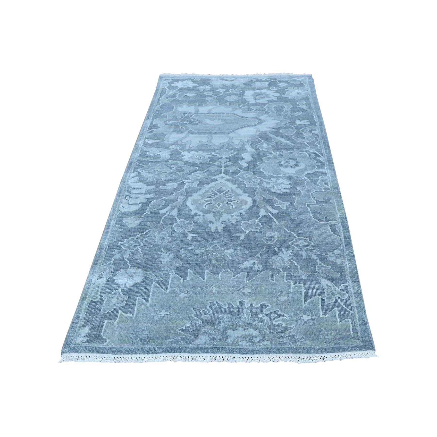 2'5"x6'3" Pure Silk with Textured Wool Oushak Design Oriental Runner Rug 