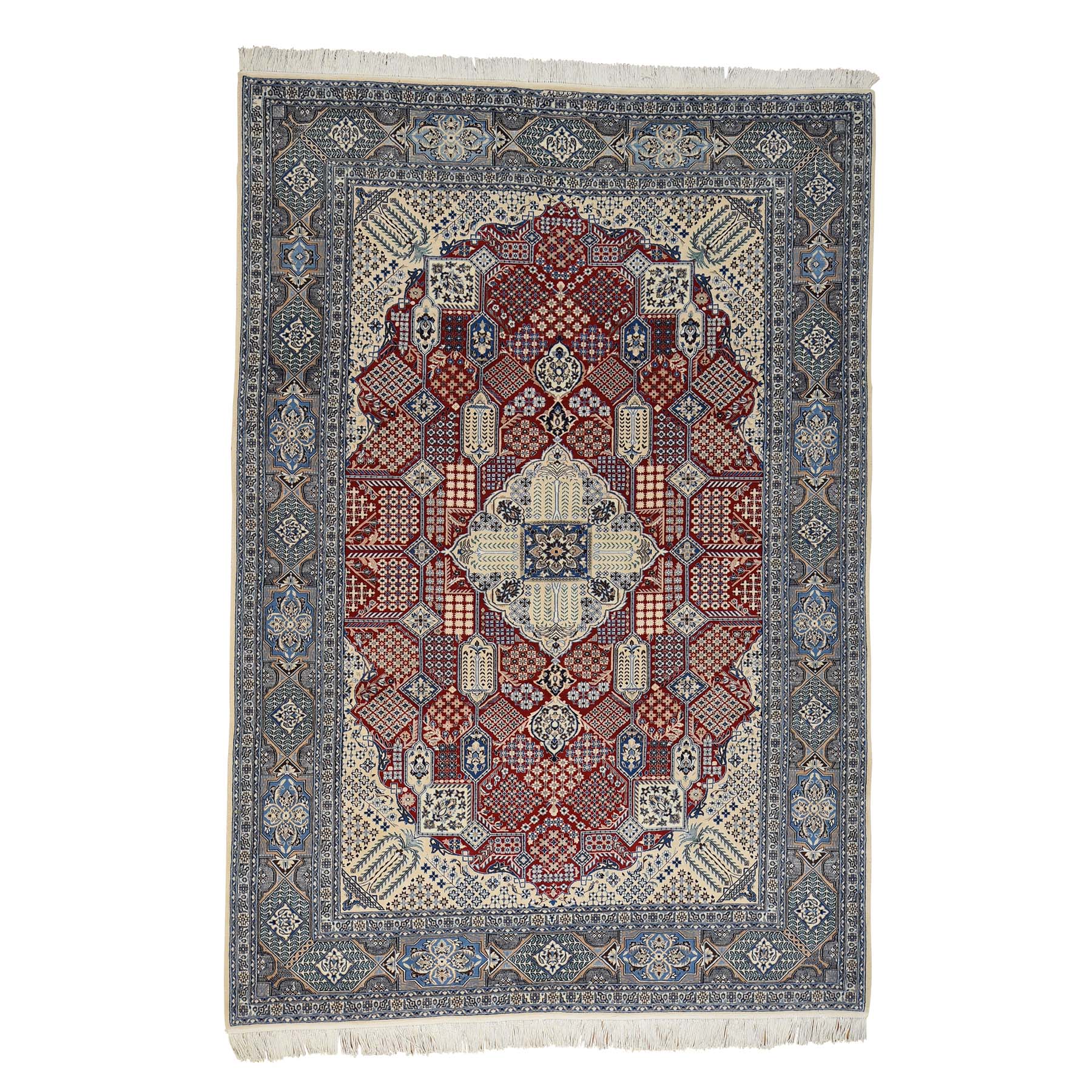 7'3"x10'9" Persian Nain 250 Kpsi Wool and Silk Hand Woven Oriental Rug 