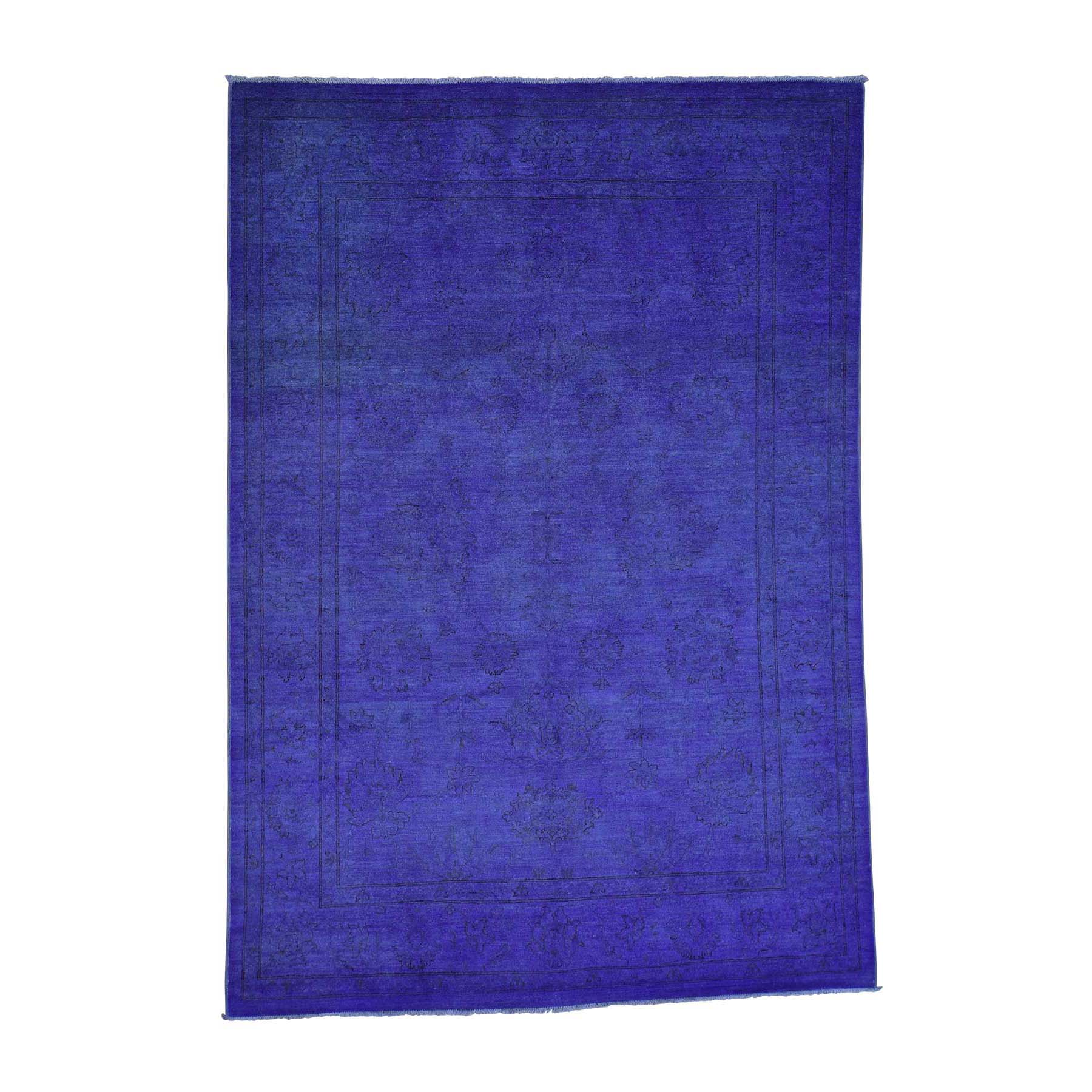 6'x8'7'' Purple Peshawar Overdyed Hand Woven Pure Wool Oriental Rug 