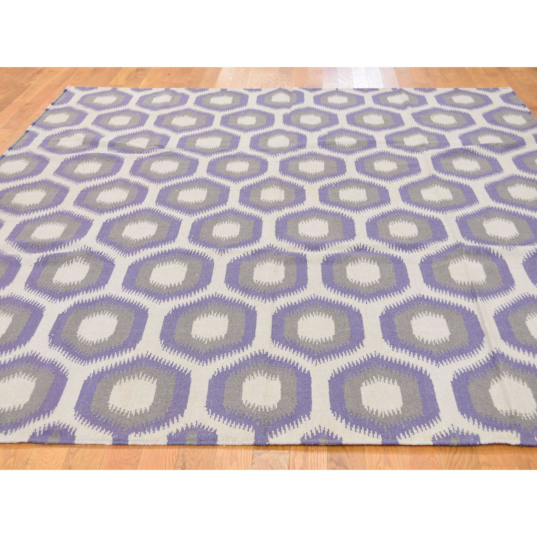 8'10''x12'2'' Purple Flat Weave Durie Kilim Reversible Hand Woven Rug 