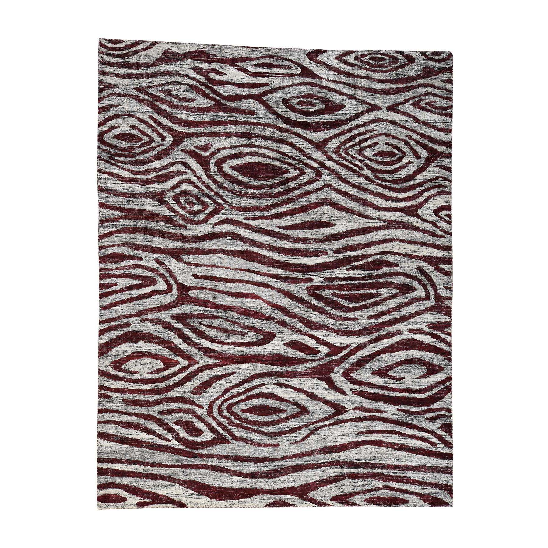 9'x11'7'' Hand Woven Sari Silk with Tree Bark Design Oriental Rug 