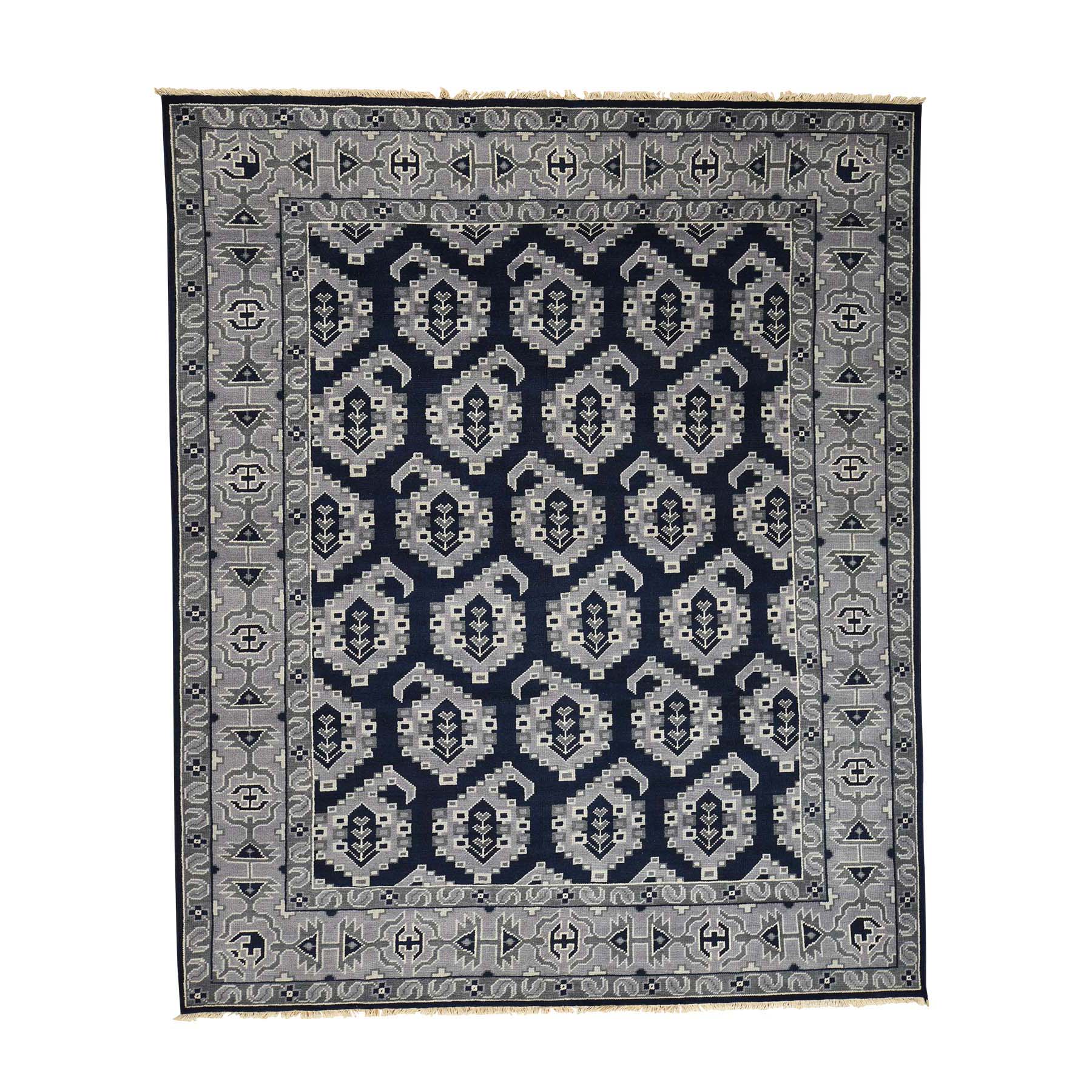 8'1''x9'10'' Hand Woven Turkish Knot Boteh Design Pure Wool Rug 