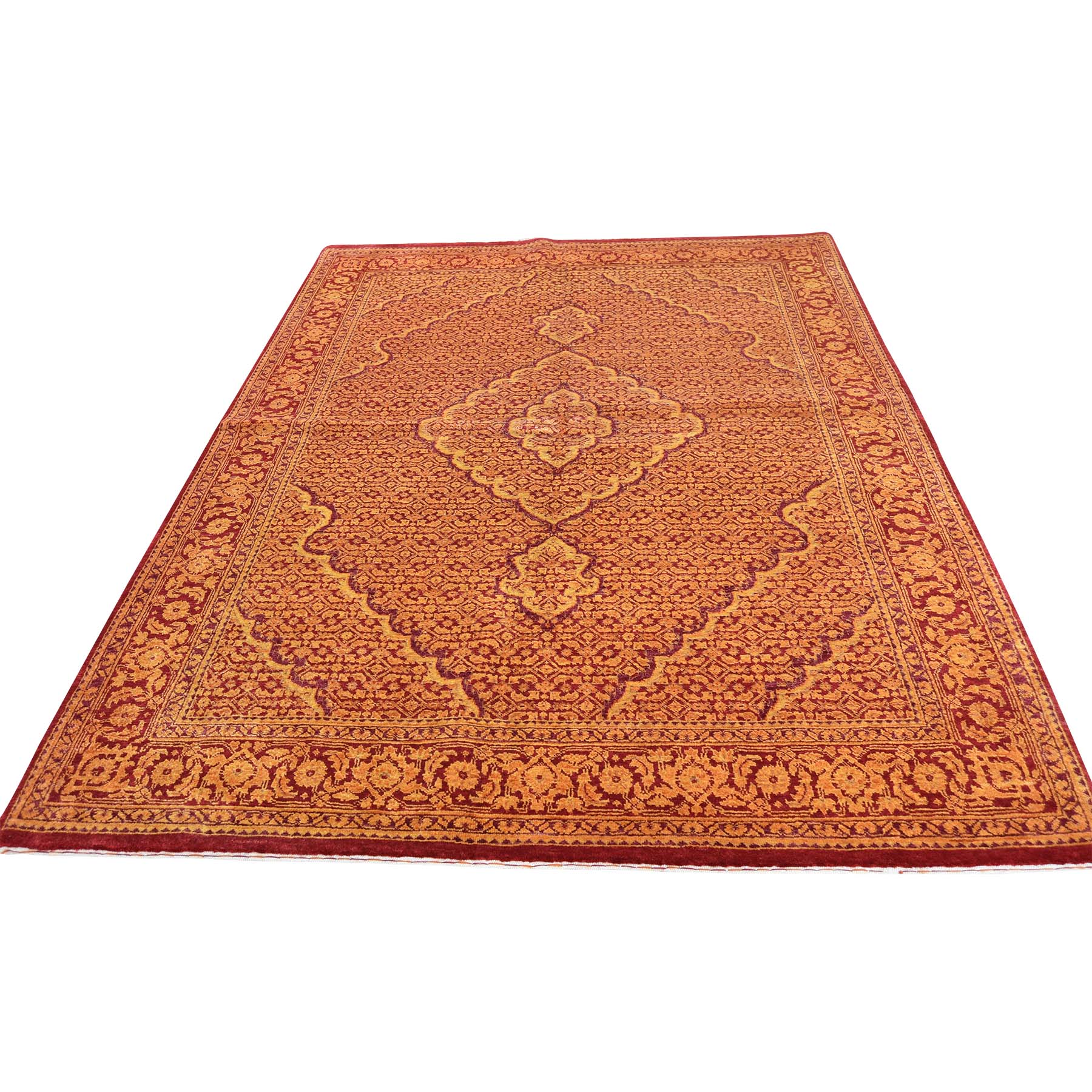 5'x6'9" On Clearance Tone on Tone Tabriz Mahi Wool and Silk Hand Woven Oriental Rug 