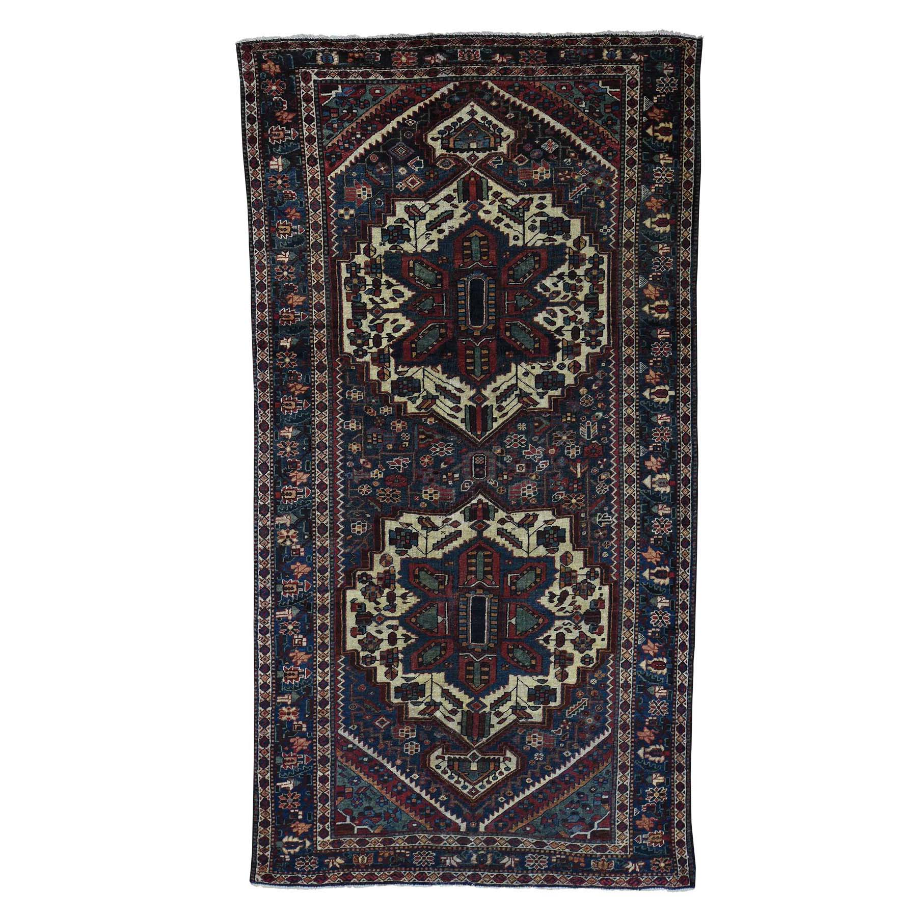 5'2"x9'9" Vintage Persian Bakhtiari Even Wear Hand Woven Wide Runner Rug 