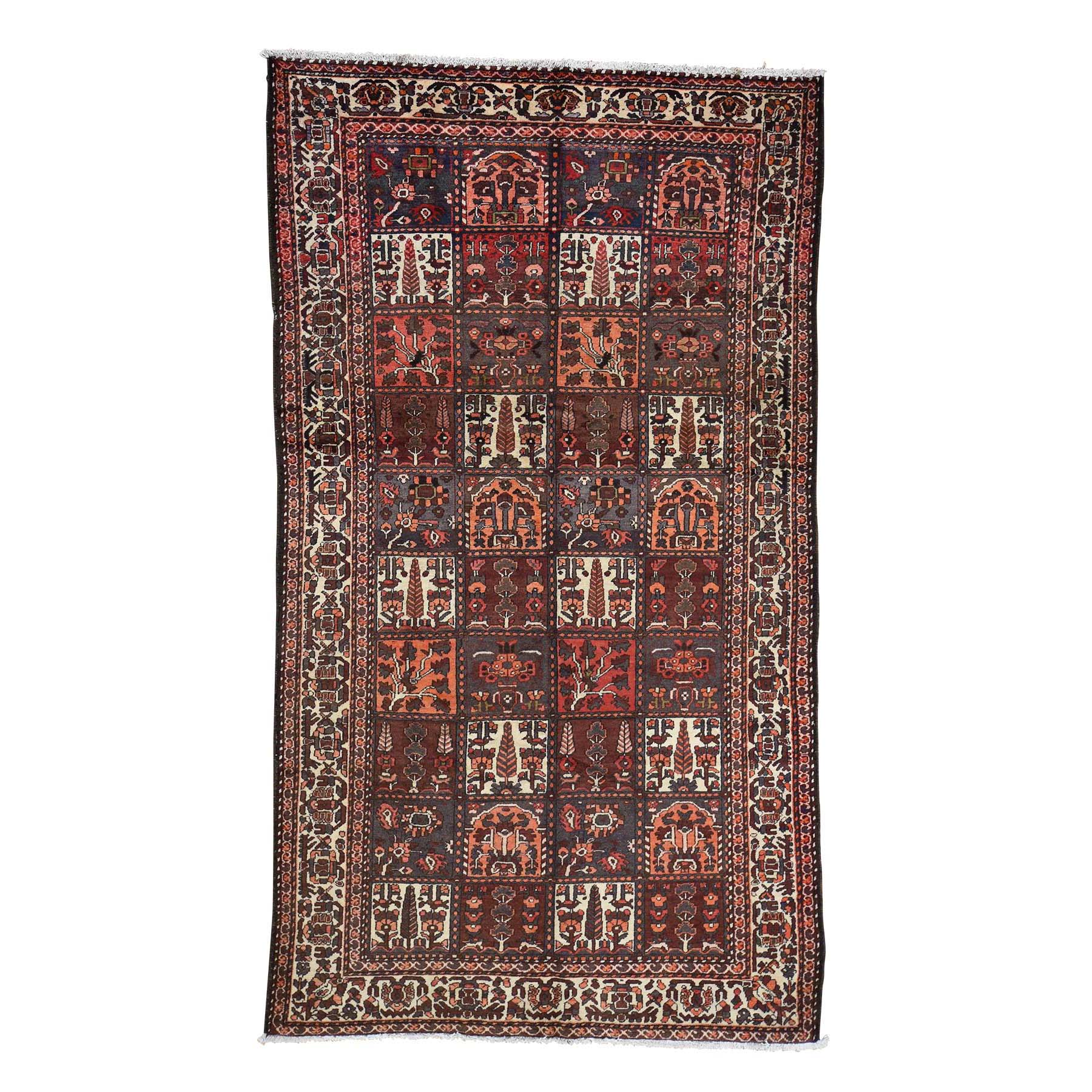 5'6"x9'7" Garden Design Bakhtiari Semi Antique Persian Hand Woven Wide Runner Oriental Rug 