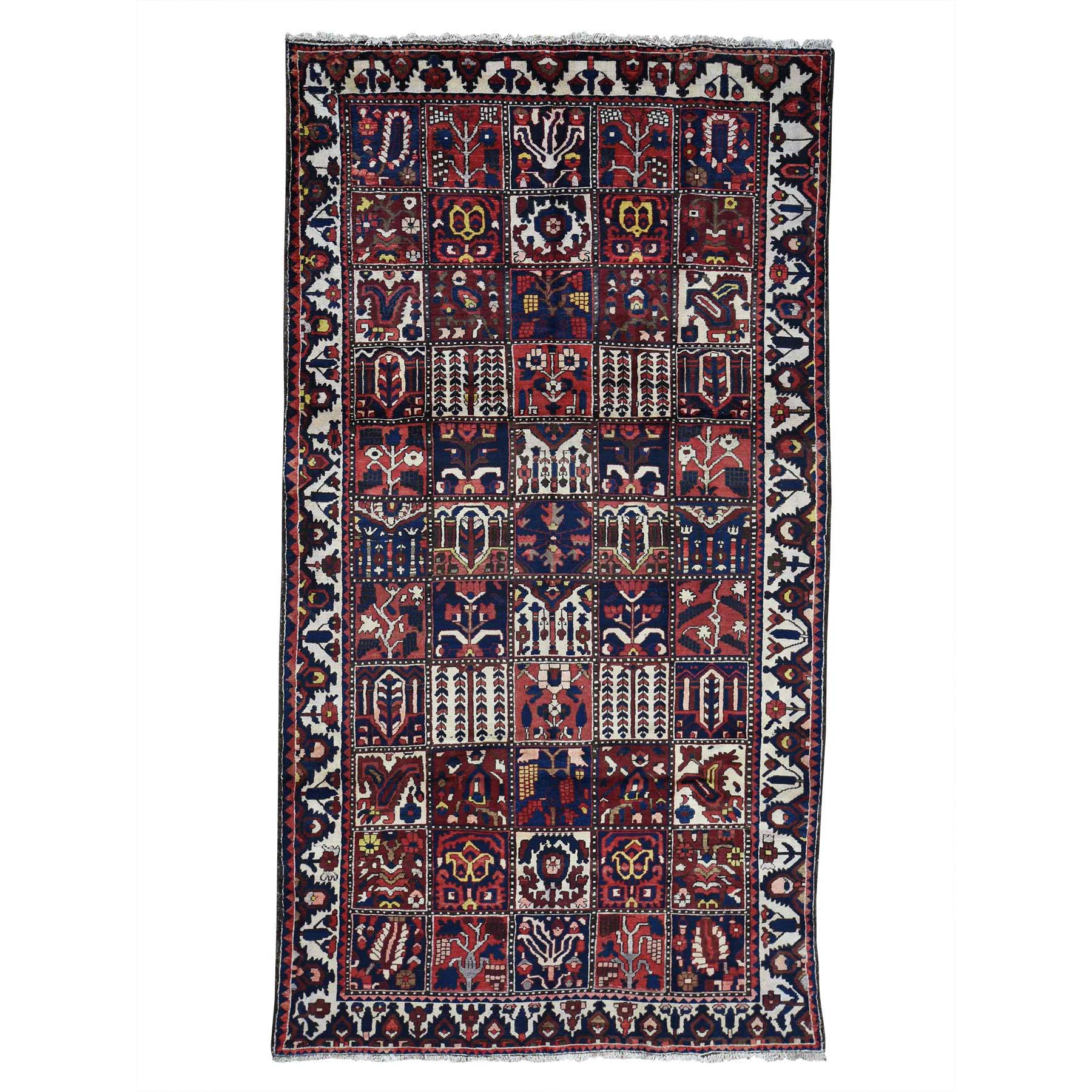 5'2"x9'6" Garden Design Bakhtiari Semi Antique Persian Wide Runner Oriental Rug 