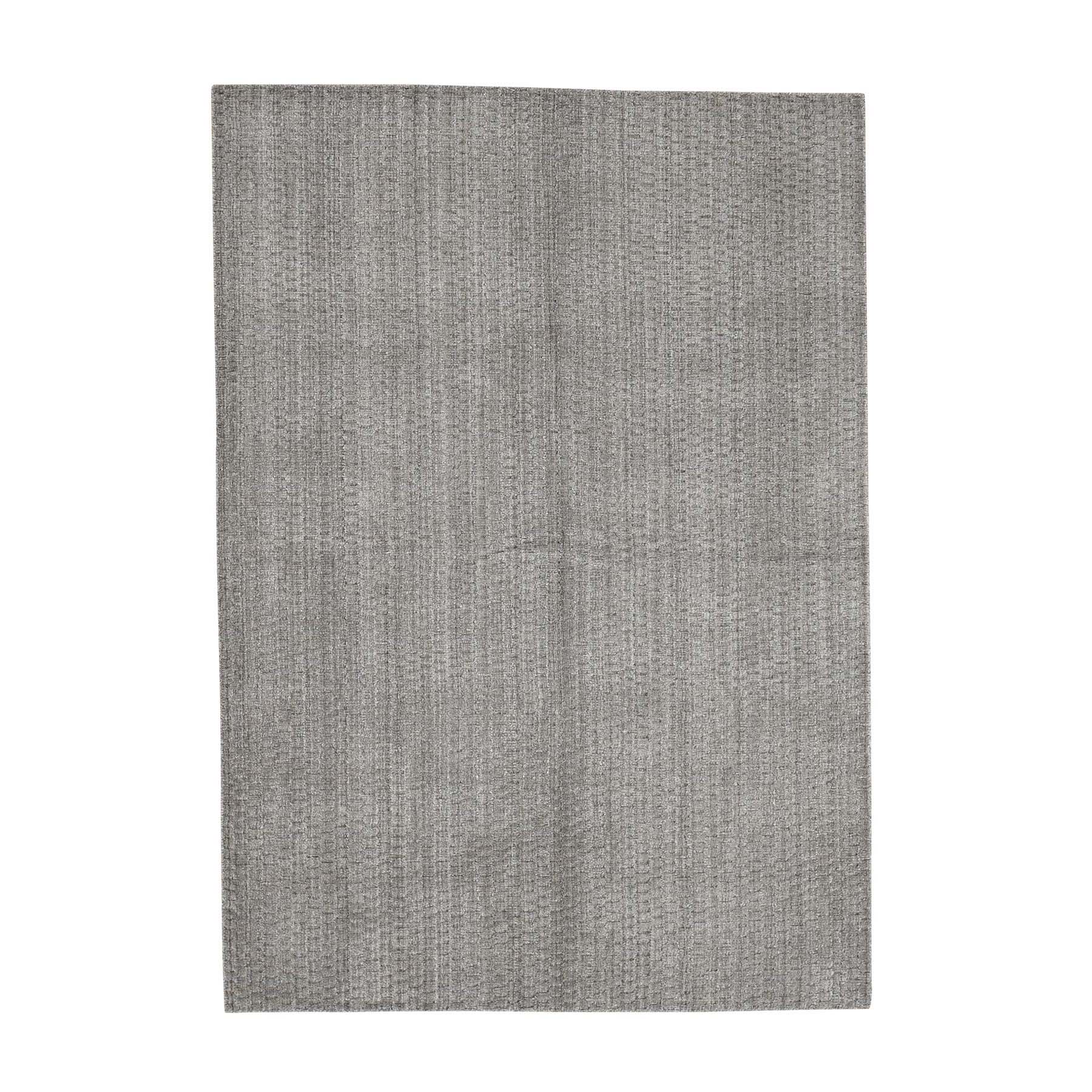 5'x7' Grey Pure Wool Tone on Tone Hand Loomed Oriental Rug 