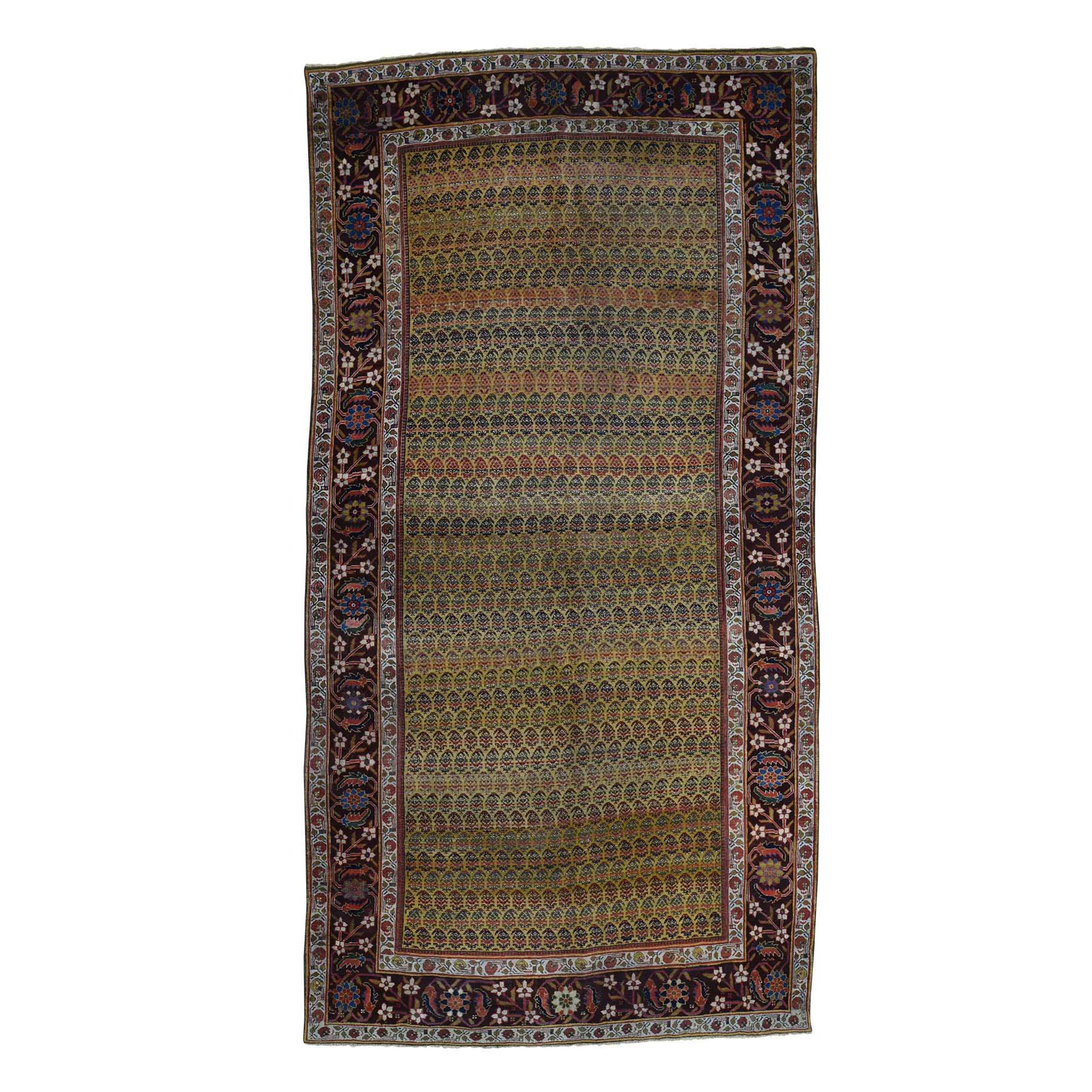 5'1"x9'10" Antique Persian Bijar Exc Cond Wide Runner Oriental Rug 