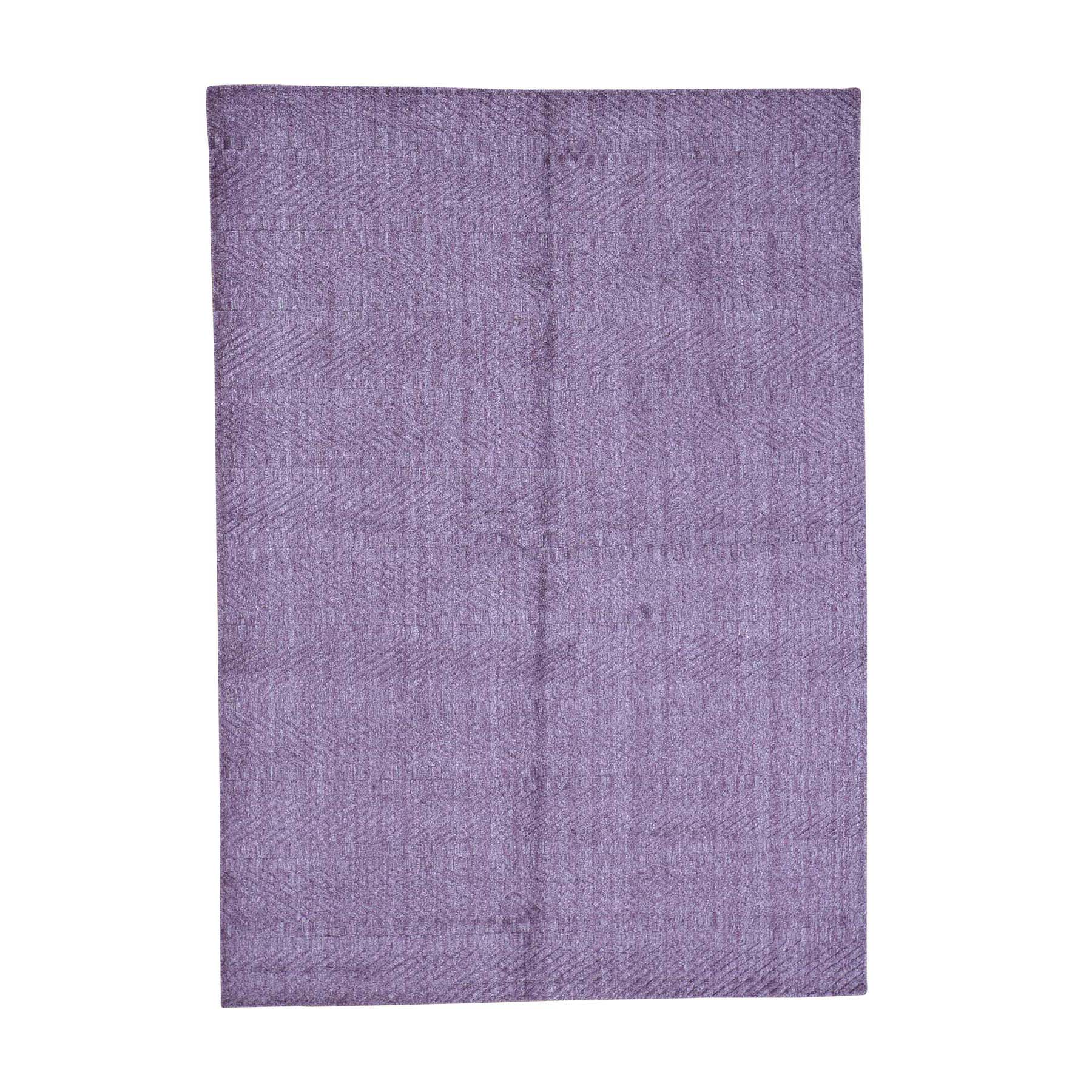 5'1"x7'1" Hand-Loomed Purple Tone on Tone Pure Wool Oriental Rug 