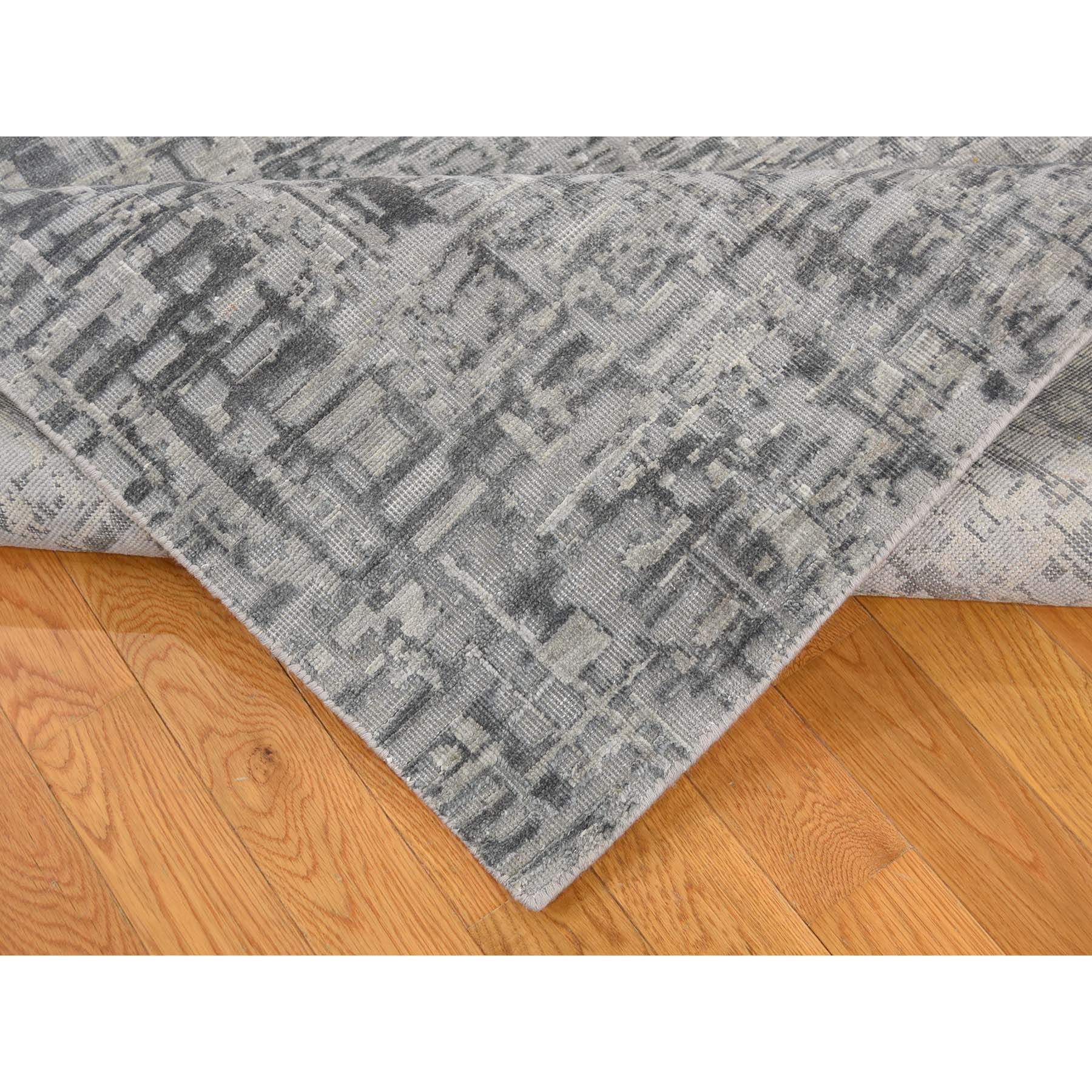 6'2"x9'3" THE MATRIX Pure Silk with Textured Wool Tone on Tone Hand Woven Rug 
