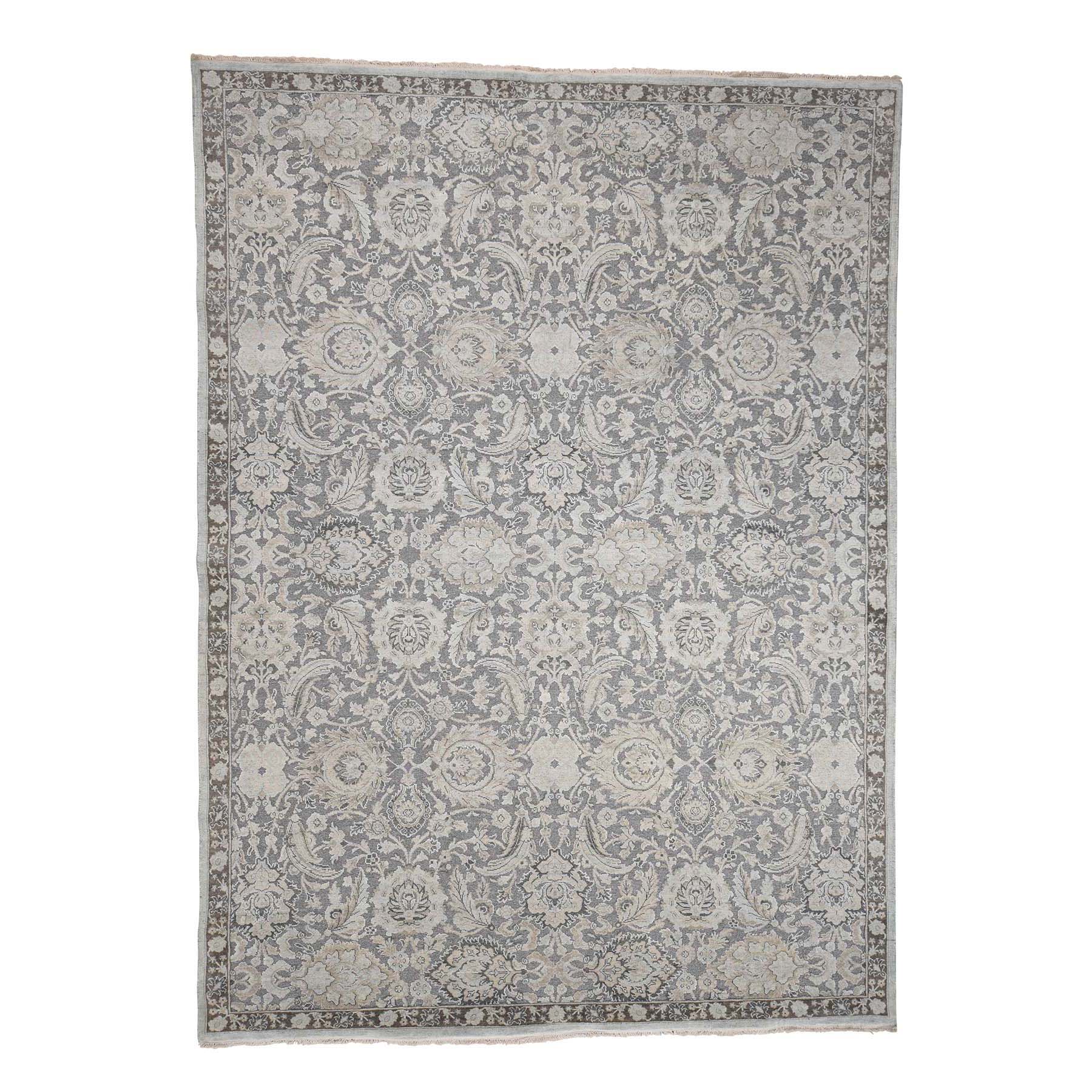 9'1"x12'5" Hand Woven Flat Weave with Raised Silk Oriental Rug 