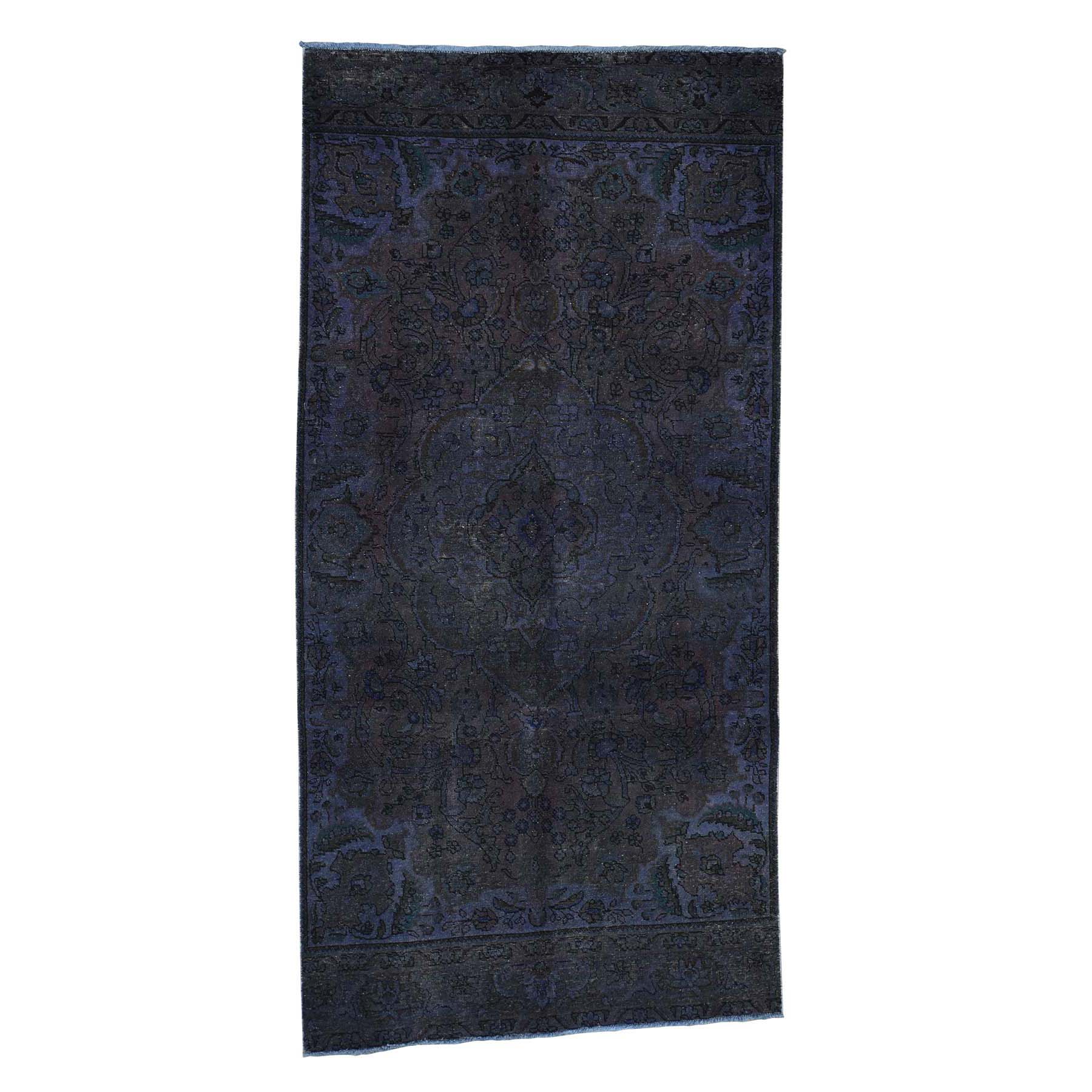 4'10"x9'9" Hand Woven Overdyed Tabriz Wide Runner Pure Wool Oriental Rug 