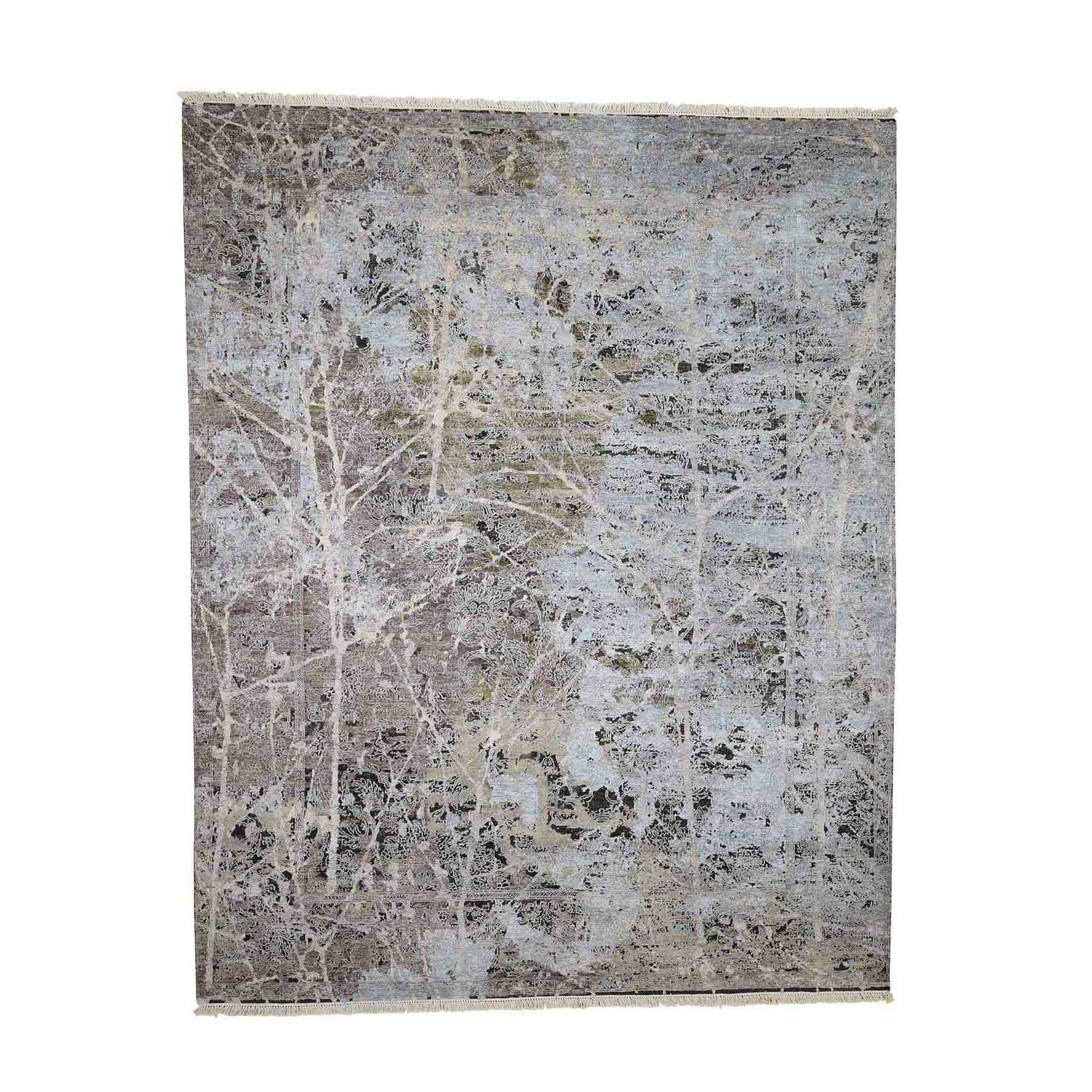 8'x10'1" Hand Woven Silk With Textured Wool Transitional Rug 