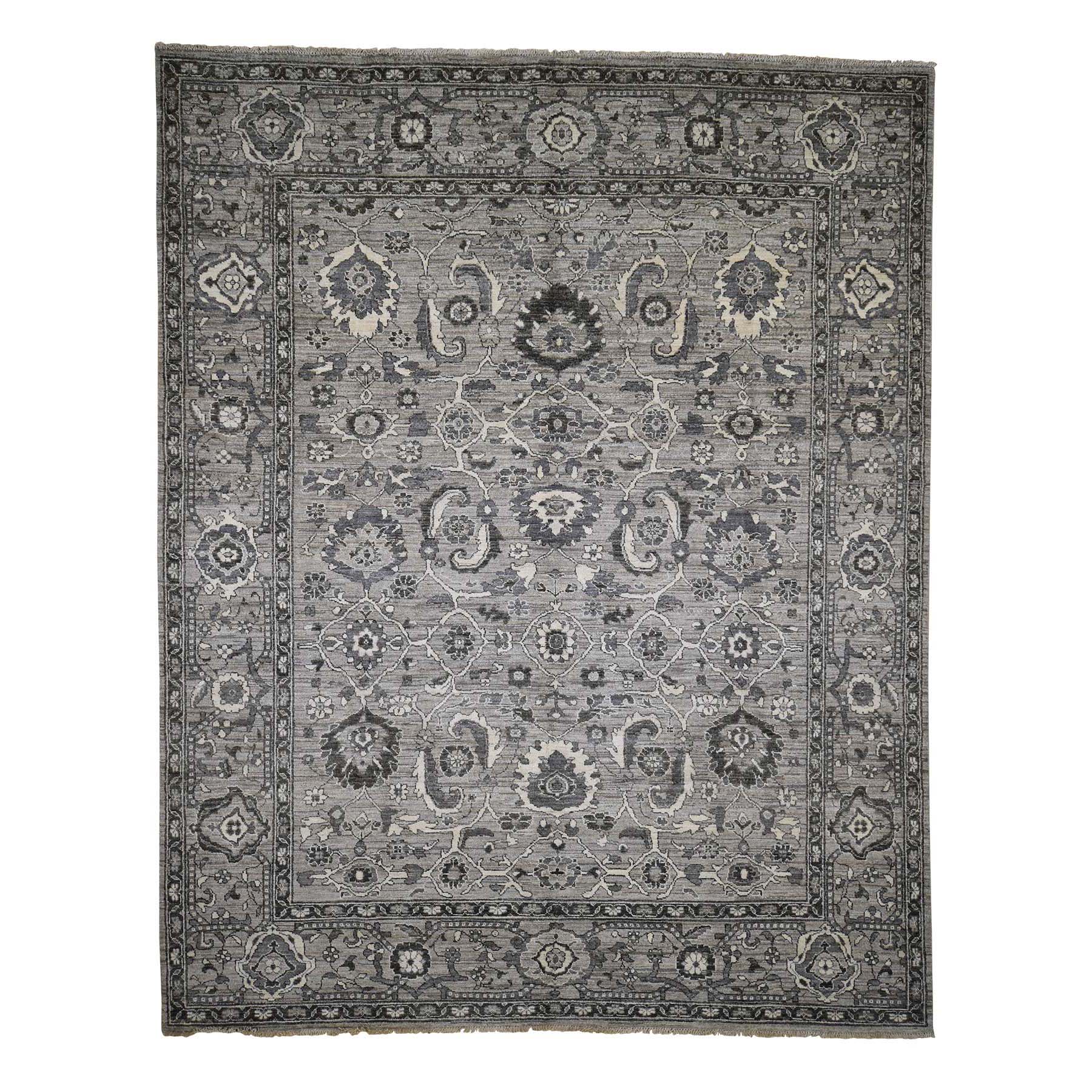 8'1"x10'3" Natural Colors Mahal Design Grey Peshawar Hand Woven Oriental Rug 