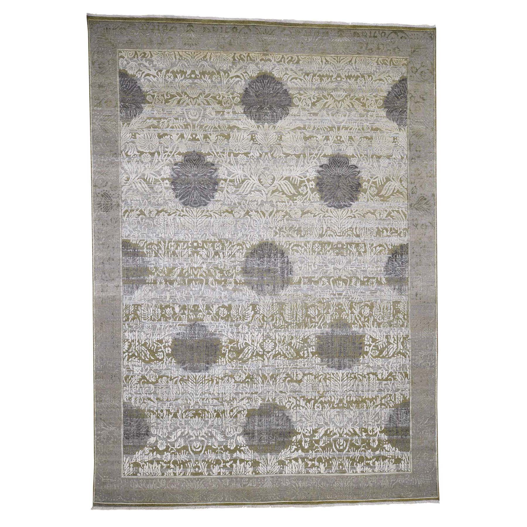 8'9"x12'1" Silk With Textured Wool Hand Woven Oriental Rug 