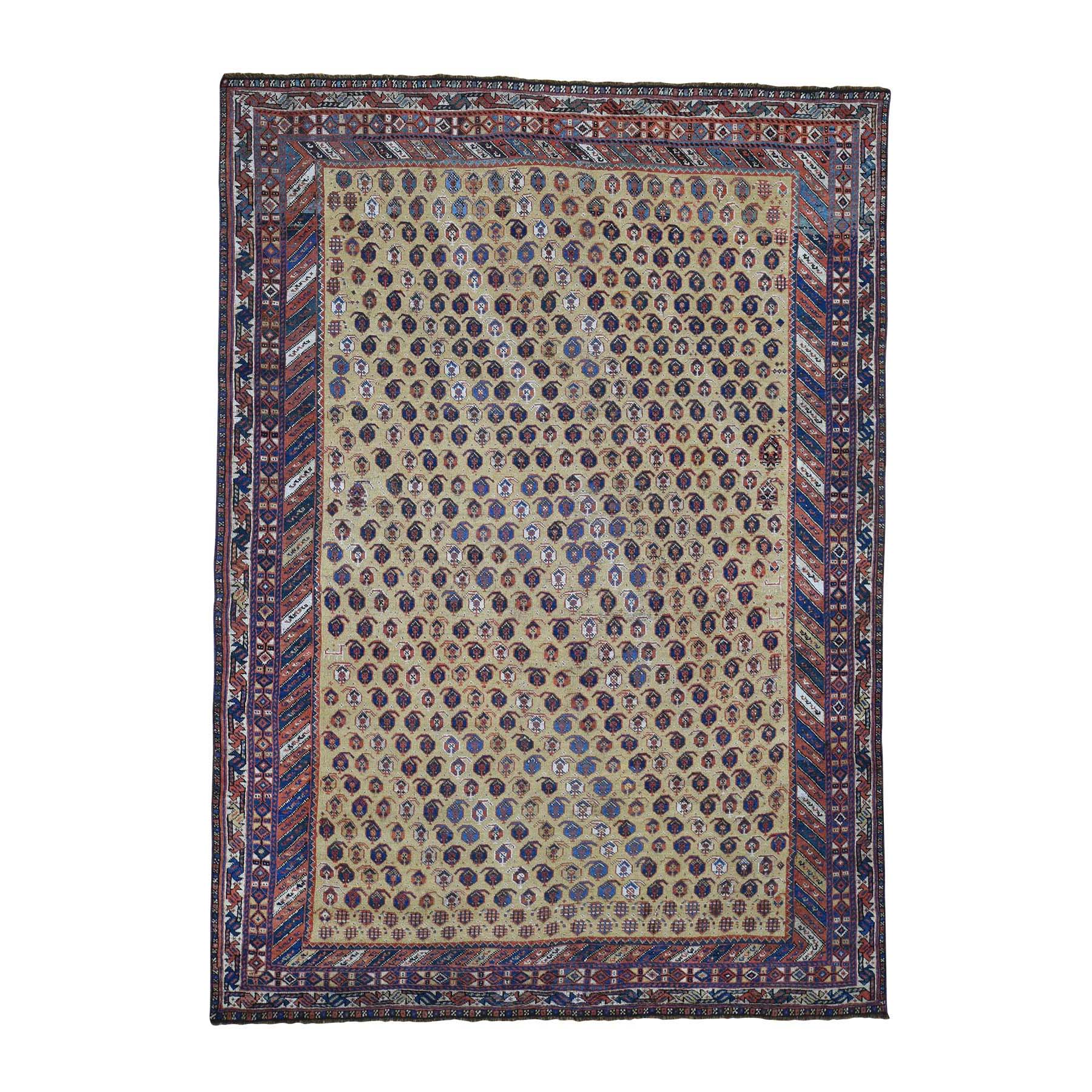 5'9"x7'10" Antique Persian Afshar Even Wear Good Condition Hand Woven Oriental Rug 