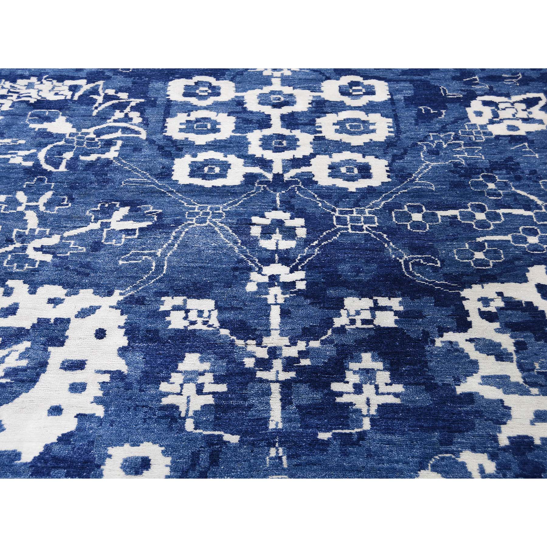 12'x15'2" Hand Woven Wool and Silk Tone on Tone Tabriz Oversize Oriental Rug 