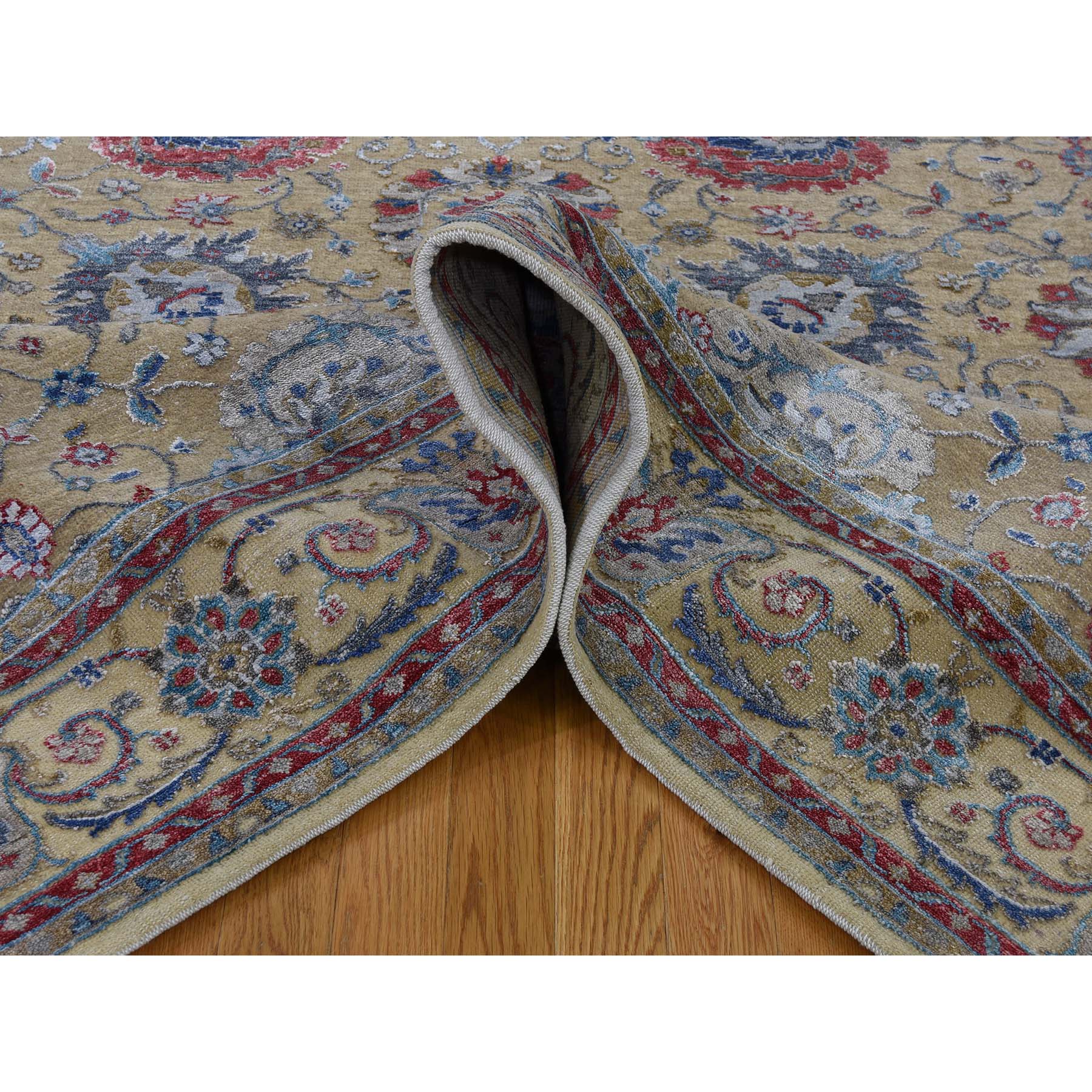 8'1"x9'7" Textured Silk With Textured Wool Mahal Design Hand Woven Oriental Rug 