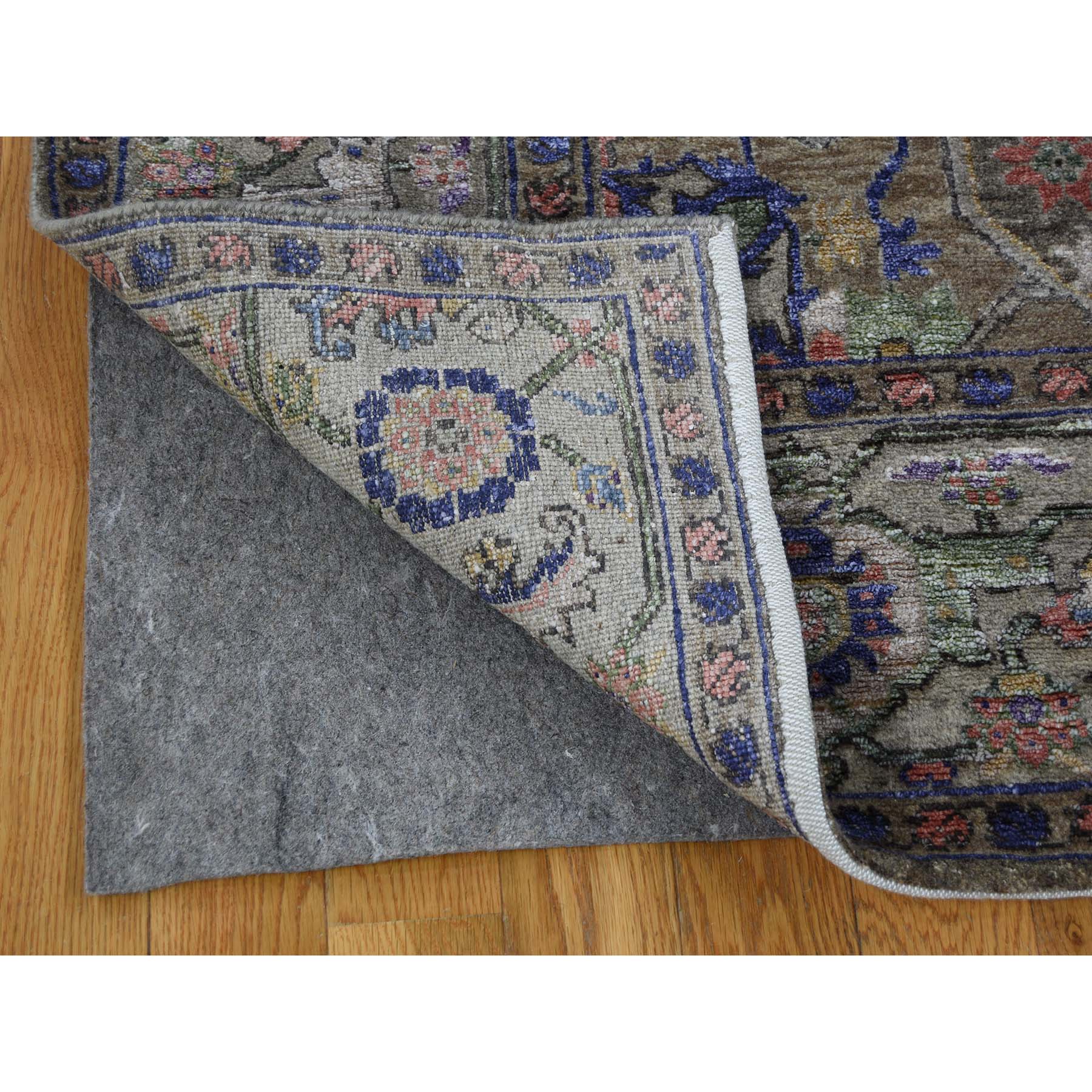 6'x9' Heriz Design Wool and Silk Hand Woven Oriental Rug 