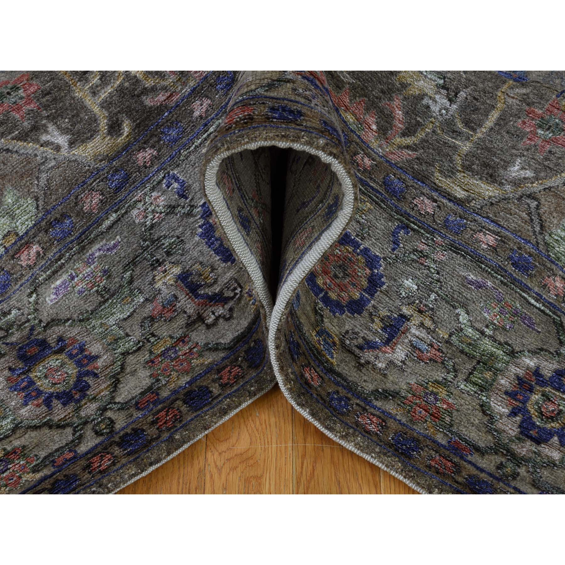 6'x9' Heriz Design Wool and Silk Hand Woven Oriental Rug 