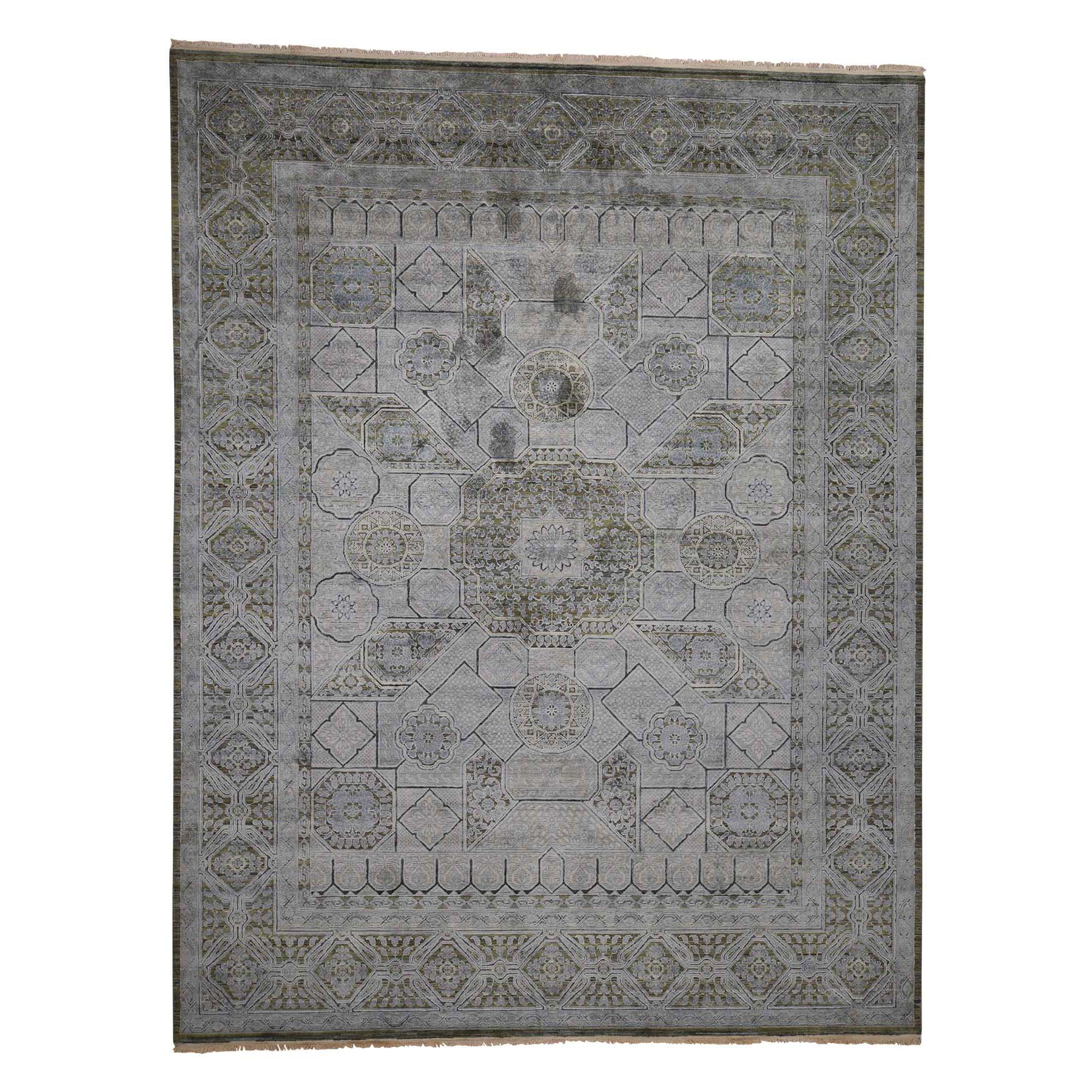 9'x11'7" Mamluk Design Silk With Textured Wool Hand Woven Oriental Rug 