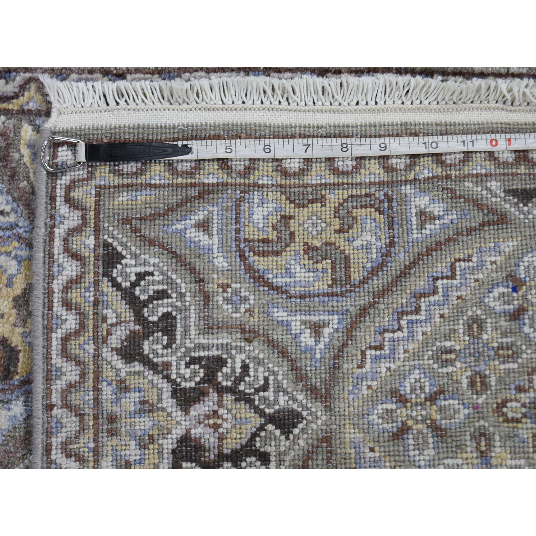 2'1"x3'1" Mughal Inspired Medallions Design Textured Wool and Silk Hand Woven Oriental Rug 