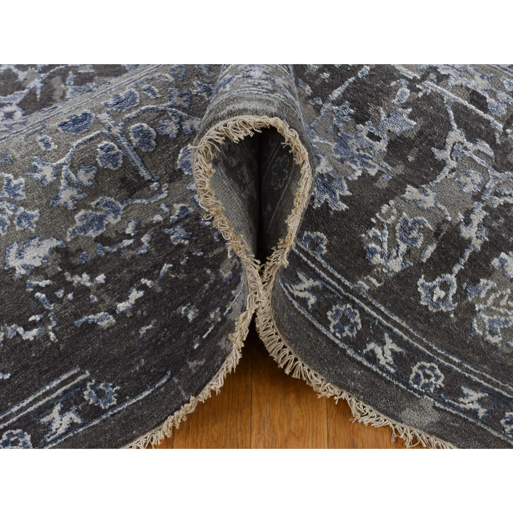 9'2"x11'10" Persian Tabriz Broken Design Wool And Silk Hand Woven Oriental Rug 