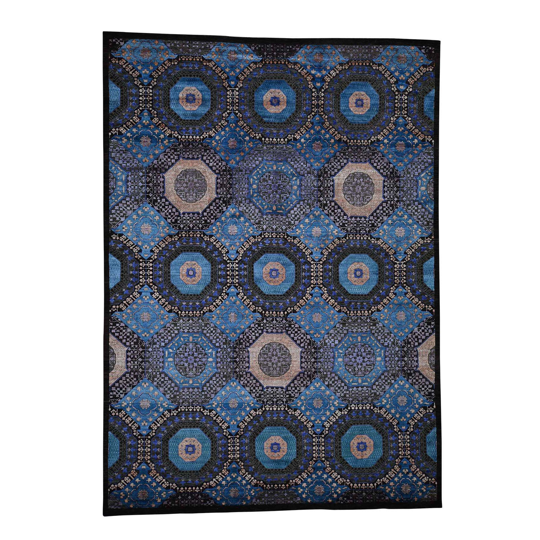 8'3"x11'5" Art Silk With Textured Wool Mamluk Design Hand Woven Oriental Rug 