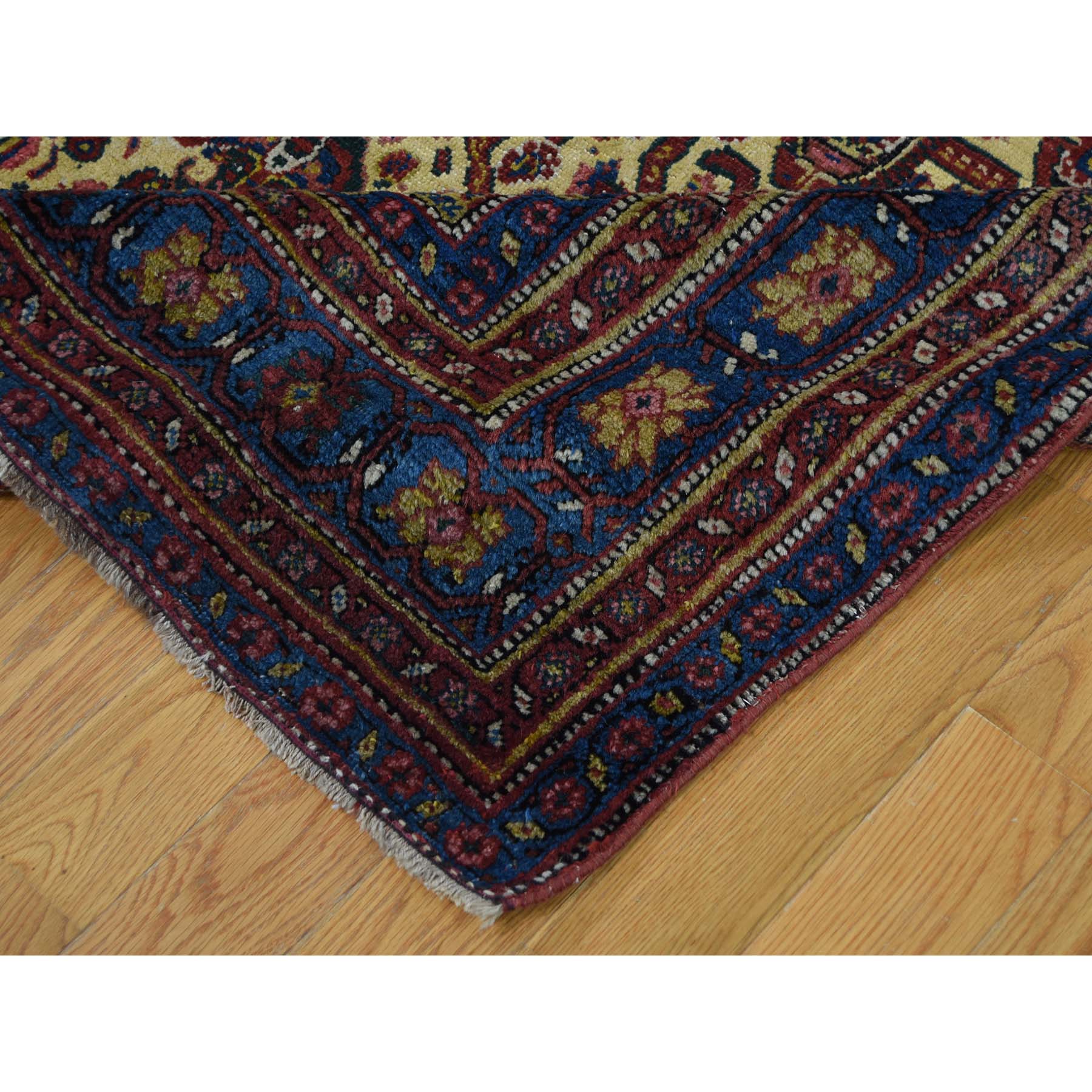 7'2"x20'1" Antique Persian Gallery Size Runner Bijar Pure Wool Hand Woven Oriental Rug 
