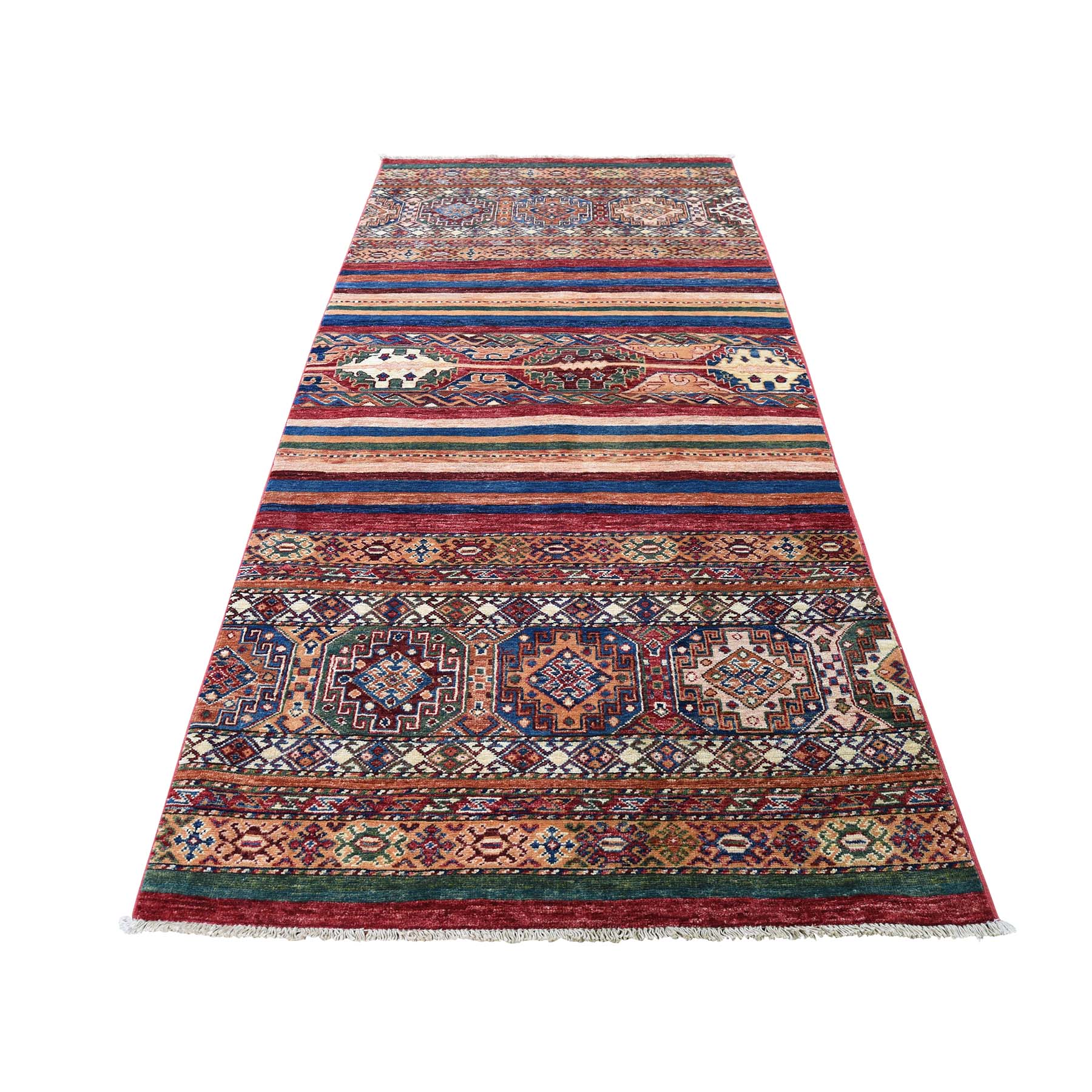 3'2"x7'5" Khorjin Design Super Kazak Runner Hand Woven Pure Wool Oriental Rug 