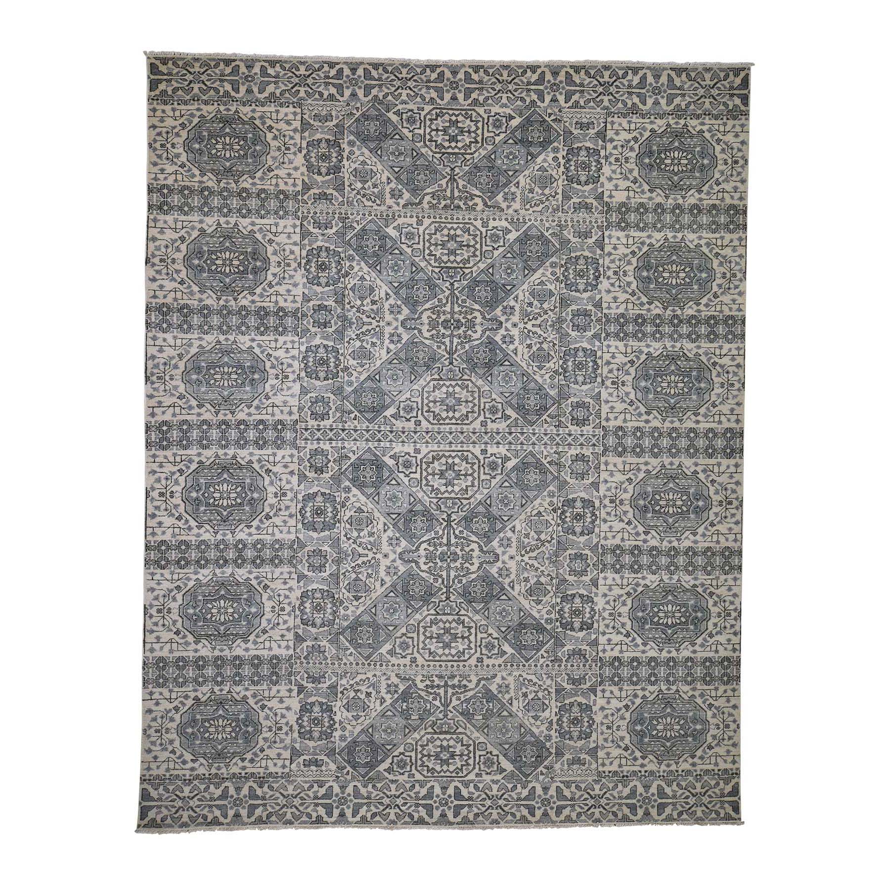 8'2"x10'5" Mamluk Design Hand Woven Undyed Natural Wool Oriental Rug 