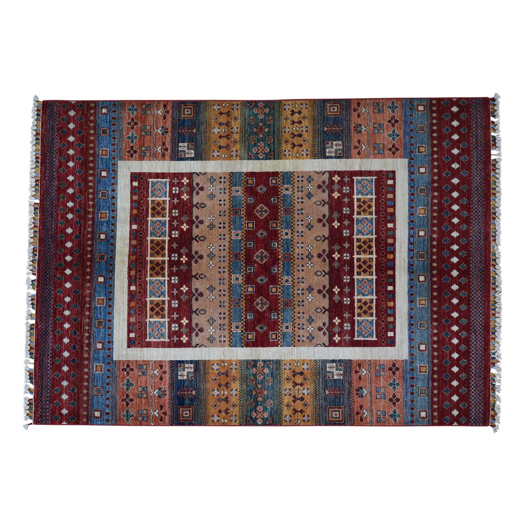 5'x7' Super Kazak Khorjin Design Hand Woven Pure Wool Oriental Rug 