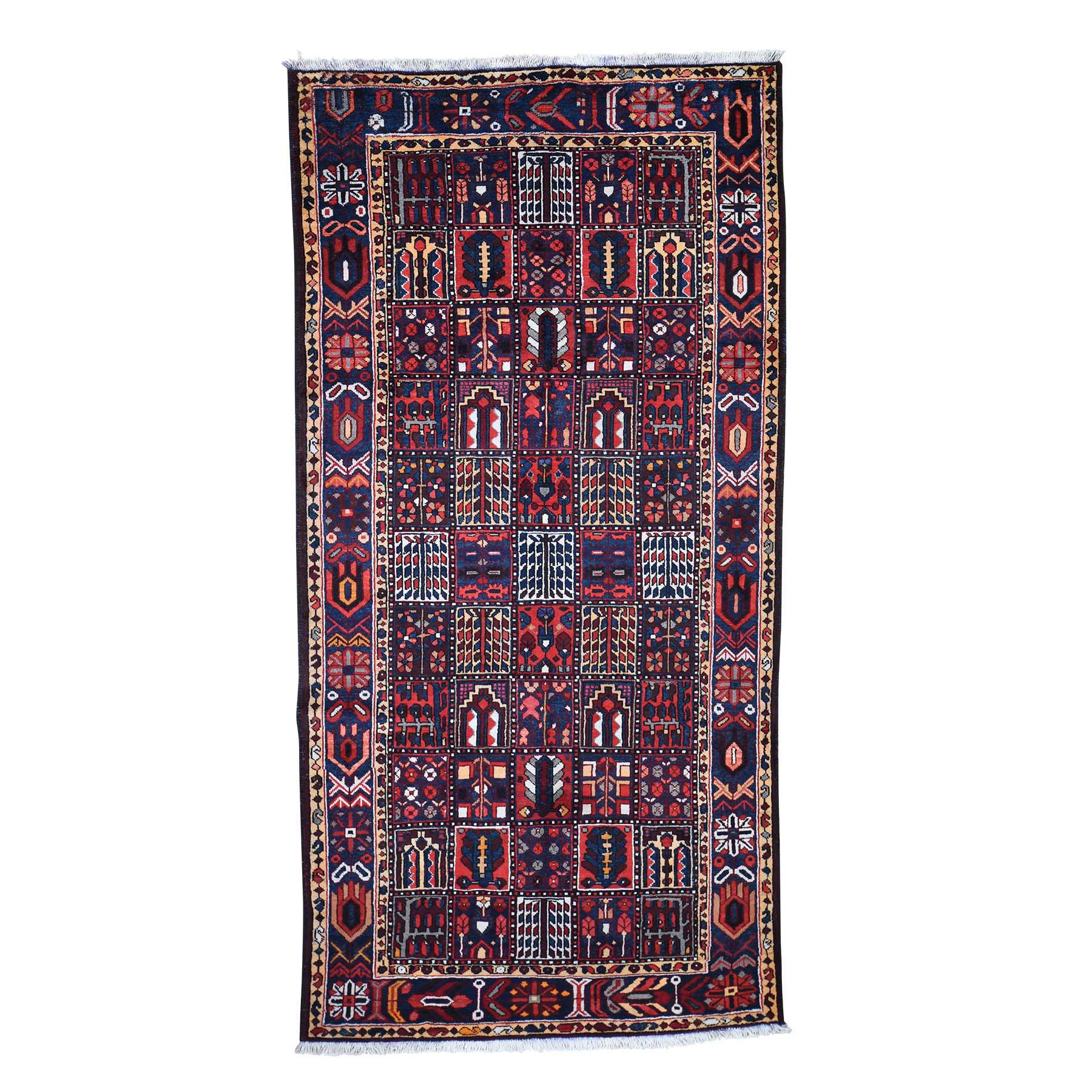 5'1"x10'2" Semi Antique Persian Bakhtiari Garden Design Wide Runner Hand Woven Oriental Rug 