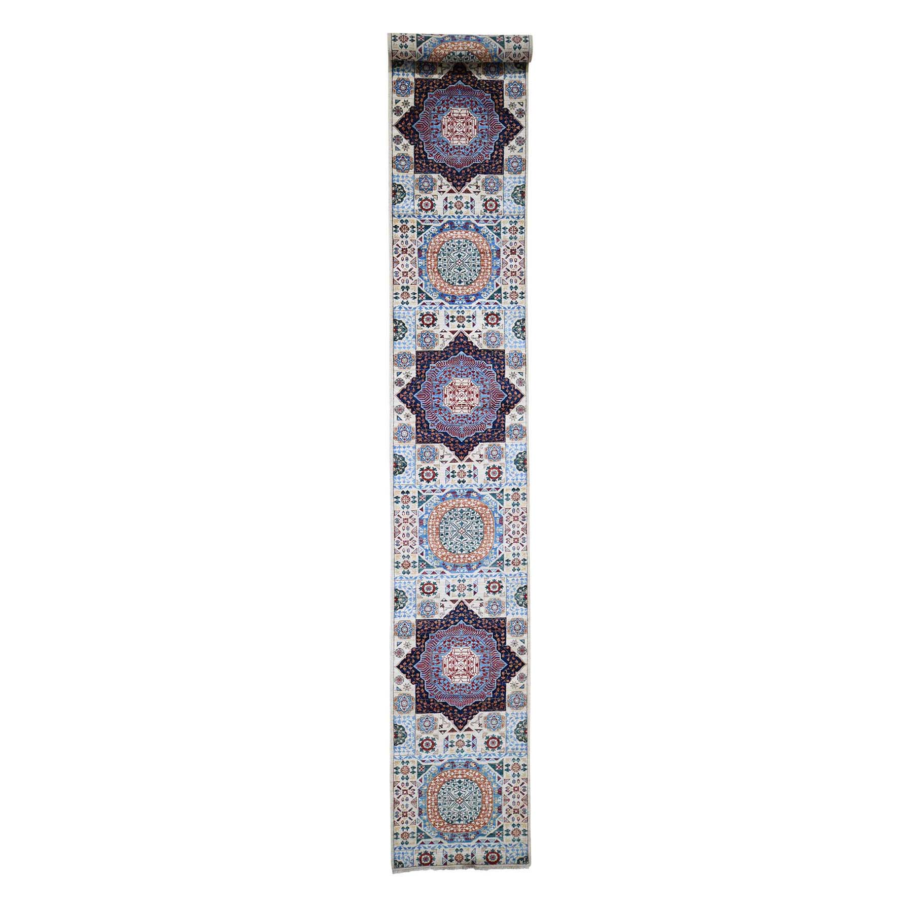 2'8"x17'2" Peshawar with Mamluk Design Runner Hand Woven Oriental Rug 