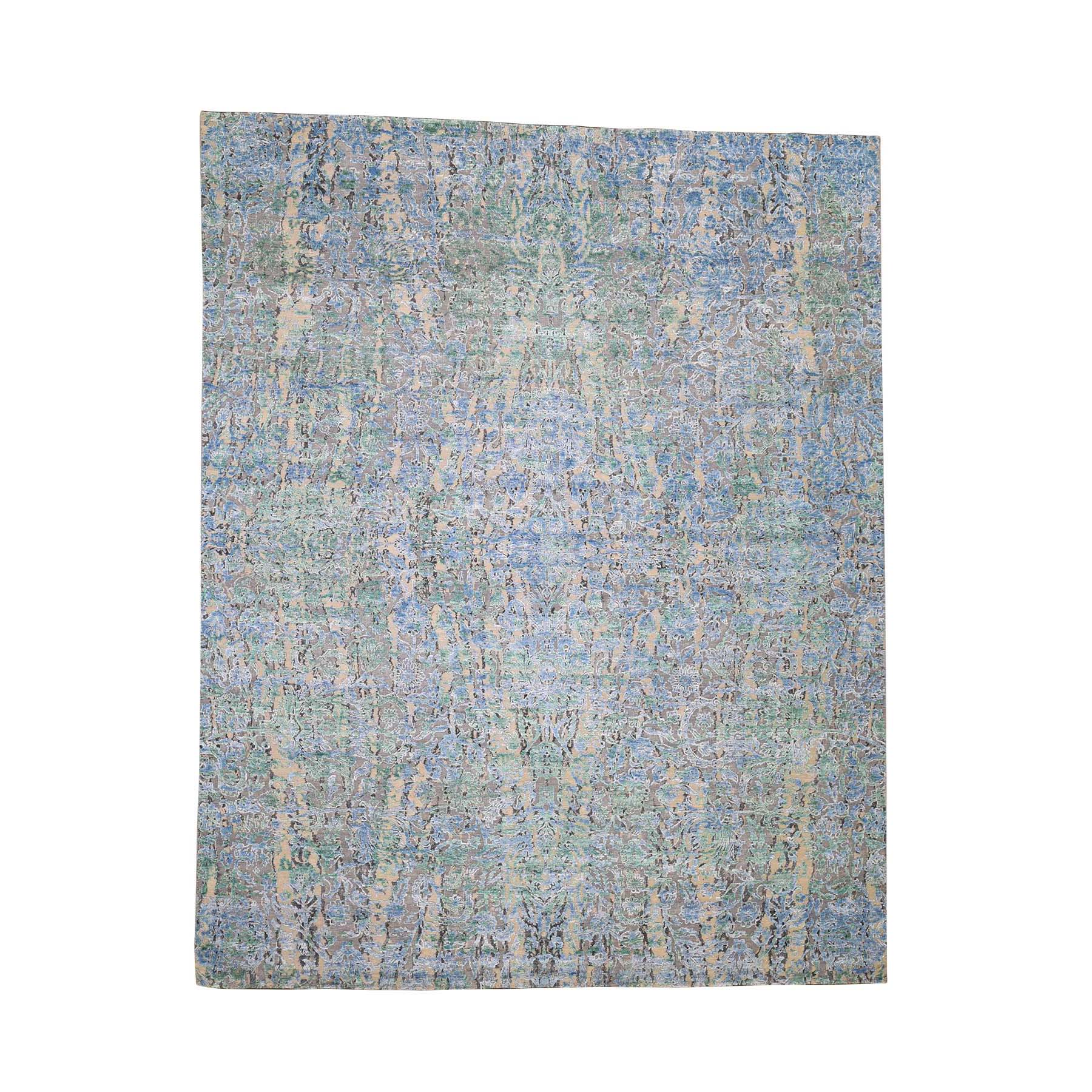 7'10"x10' THE WATER LILIES Silk With Textured Wool Hand Woven Oriental Rug 