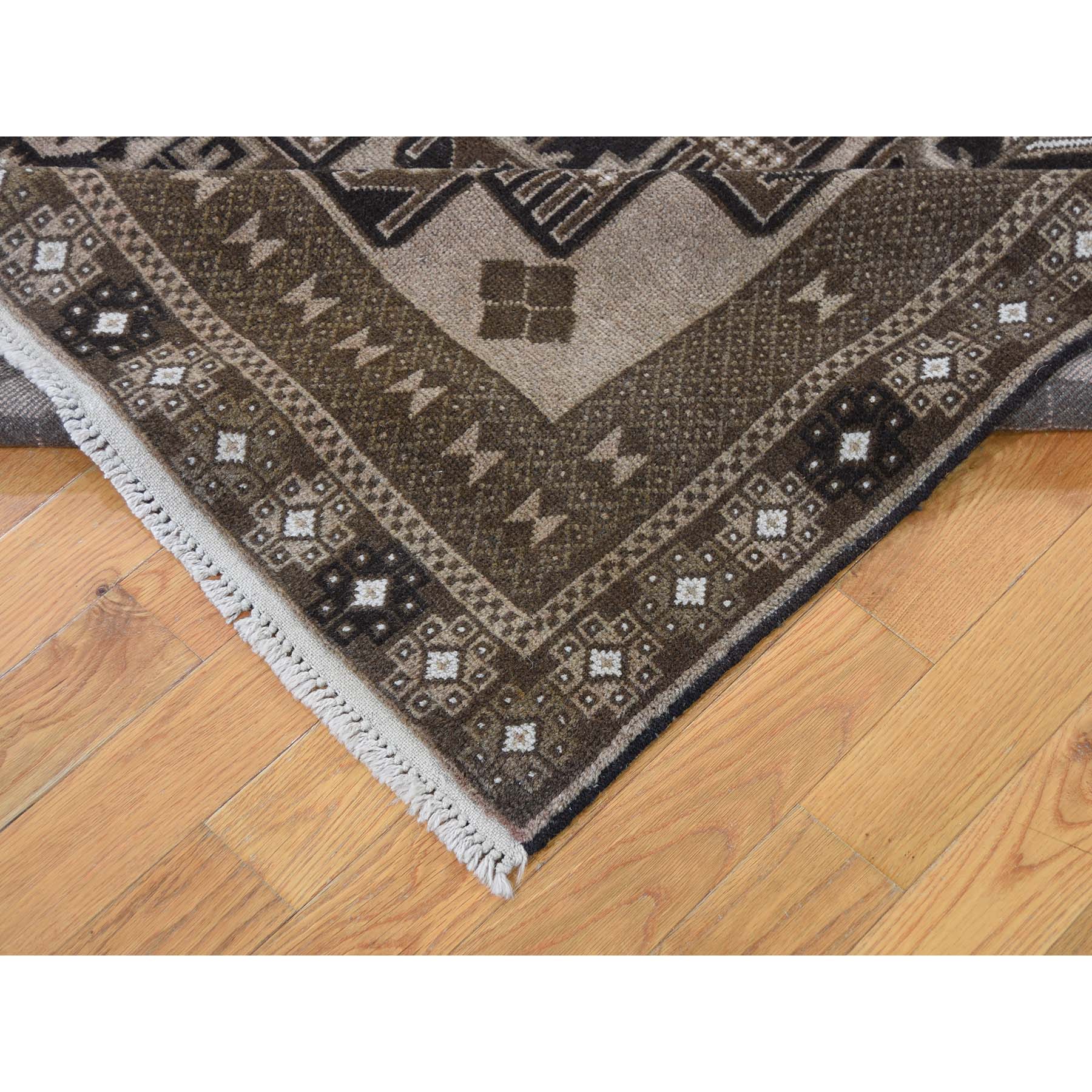 6'7"x8'10" Vintage Afghan Baluch Natural Color Hand Woven Pure Wool Oriental Rug 