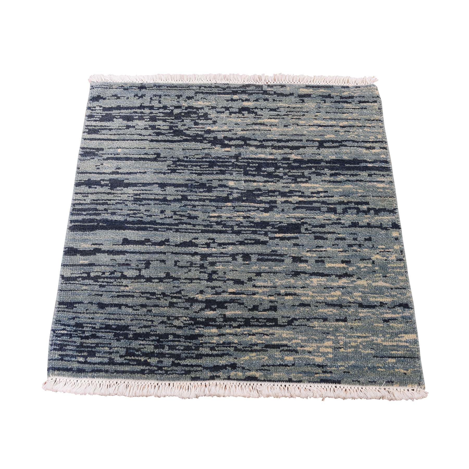 2'x2'2" Pure Wool Abstract Design Hand Woven Oriental Sample Rug 