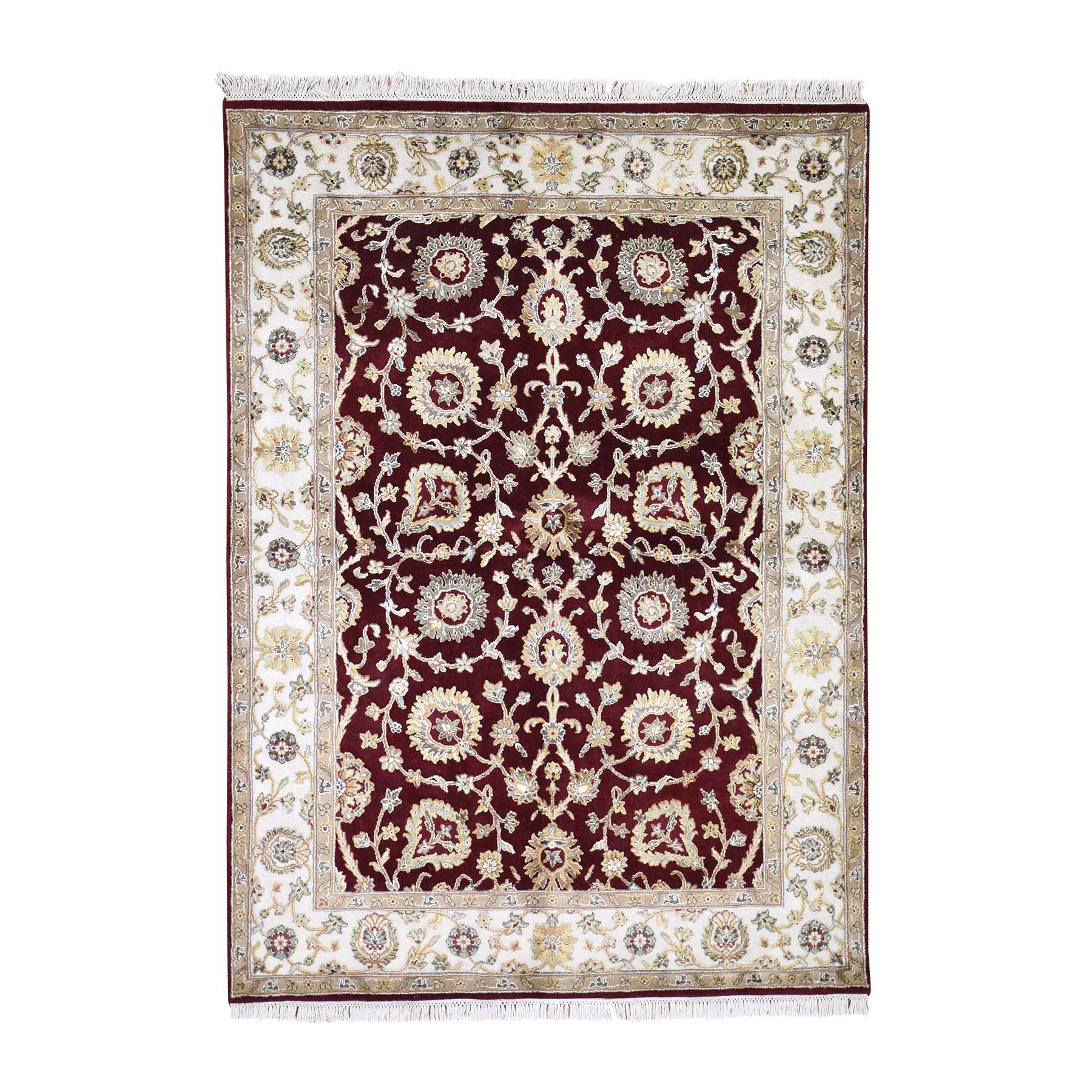 5'1"x7'1" Rajasthan Half Wool and Half Silk Hand Woven Oriental Rug 