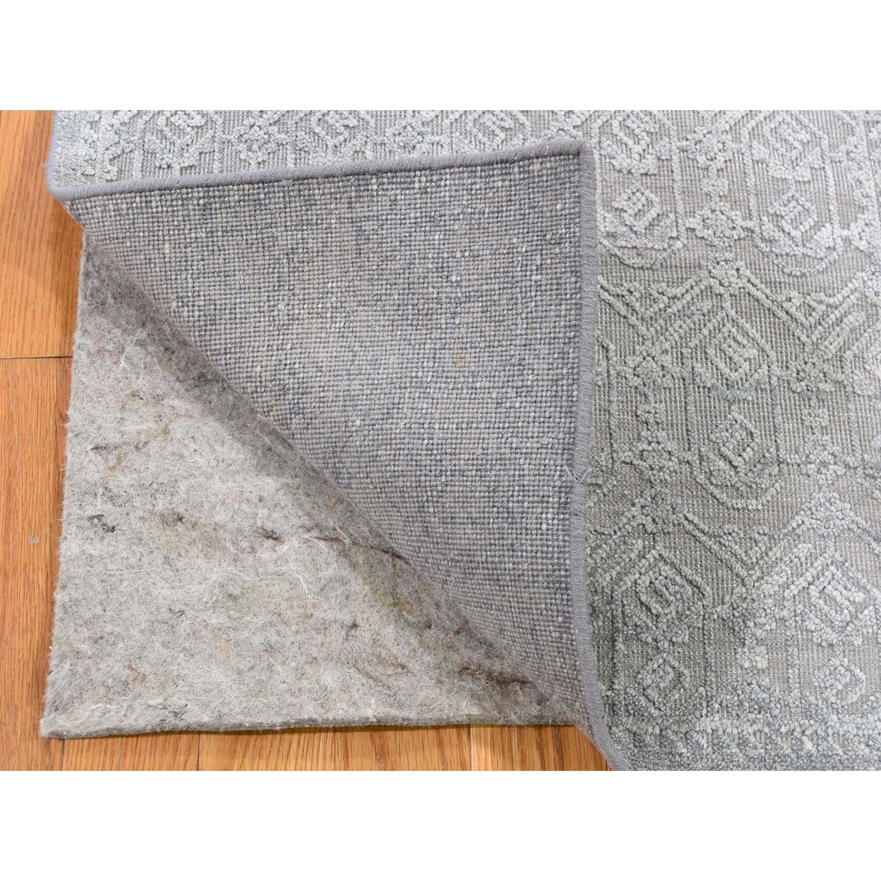 2'x2'1" Silk With Textured Wool Hand Woven Oriental Sample Rug 