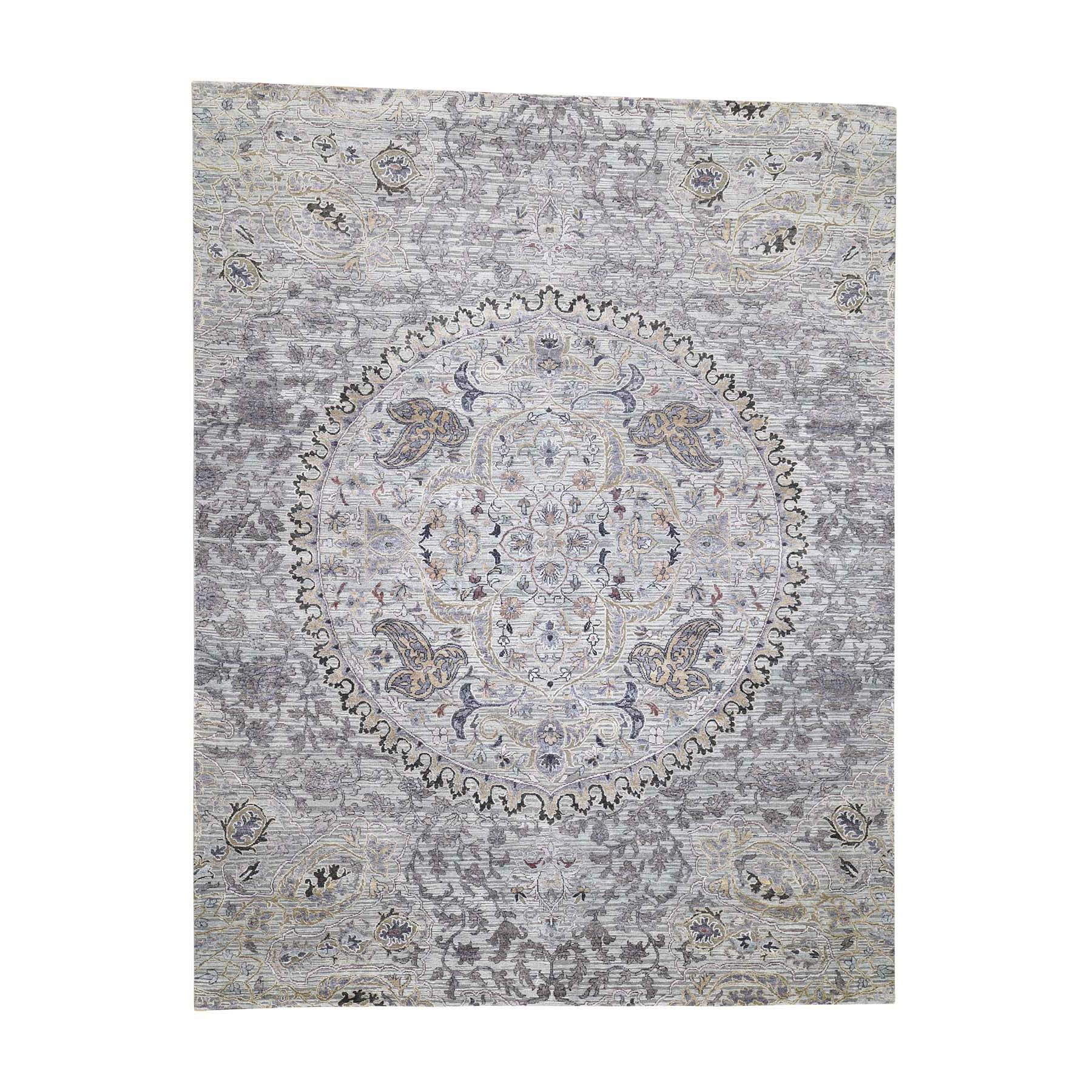 7'9"x10'1" THE MAHARAJA, Silk with Textured Wool Hand Woven Oriental Rug 