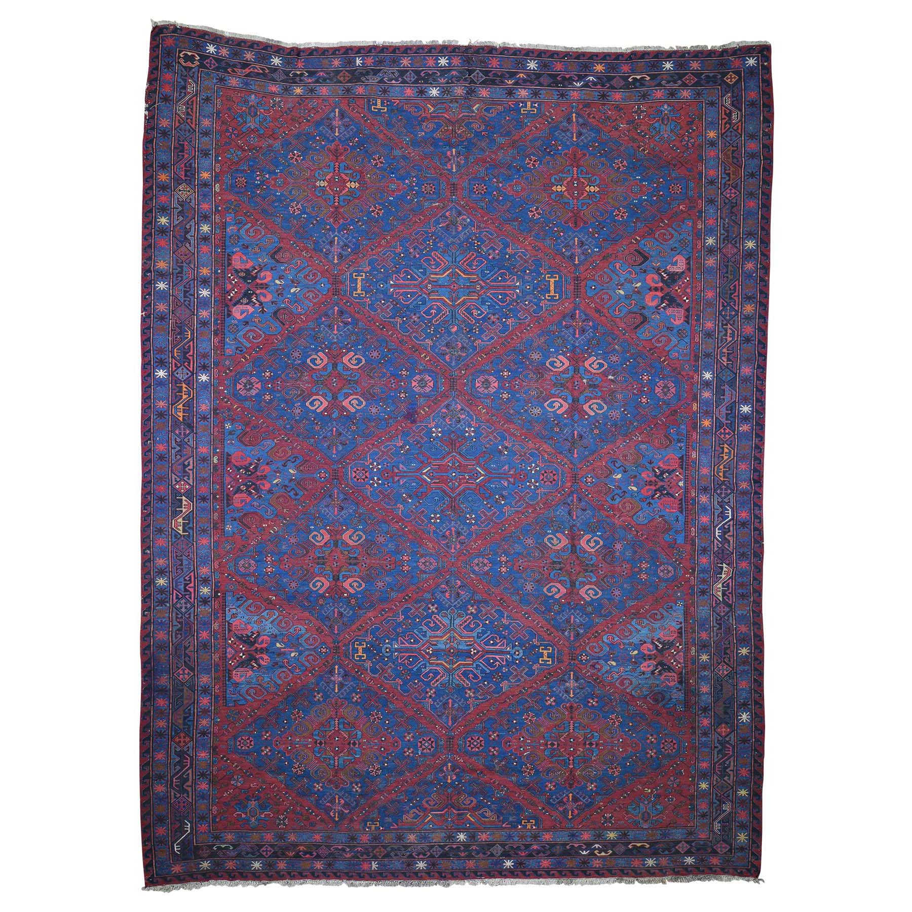 10'1"x13'7" Antique Caucasian Soumak Good Condition Pure Wool Hand Woven Oriental Rug 