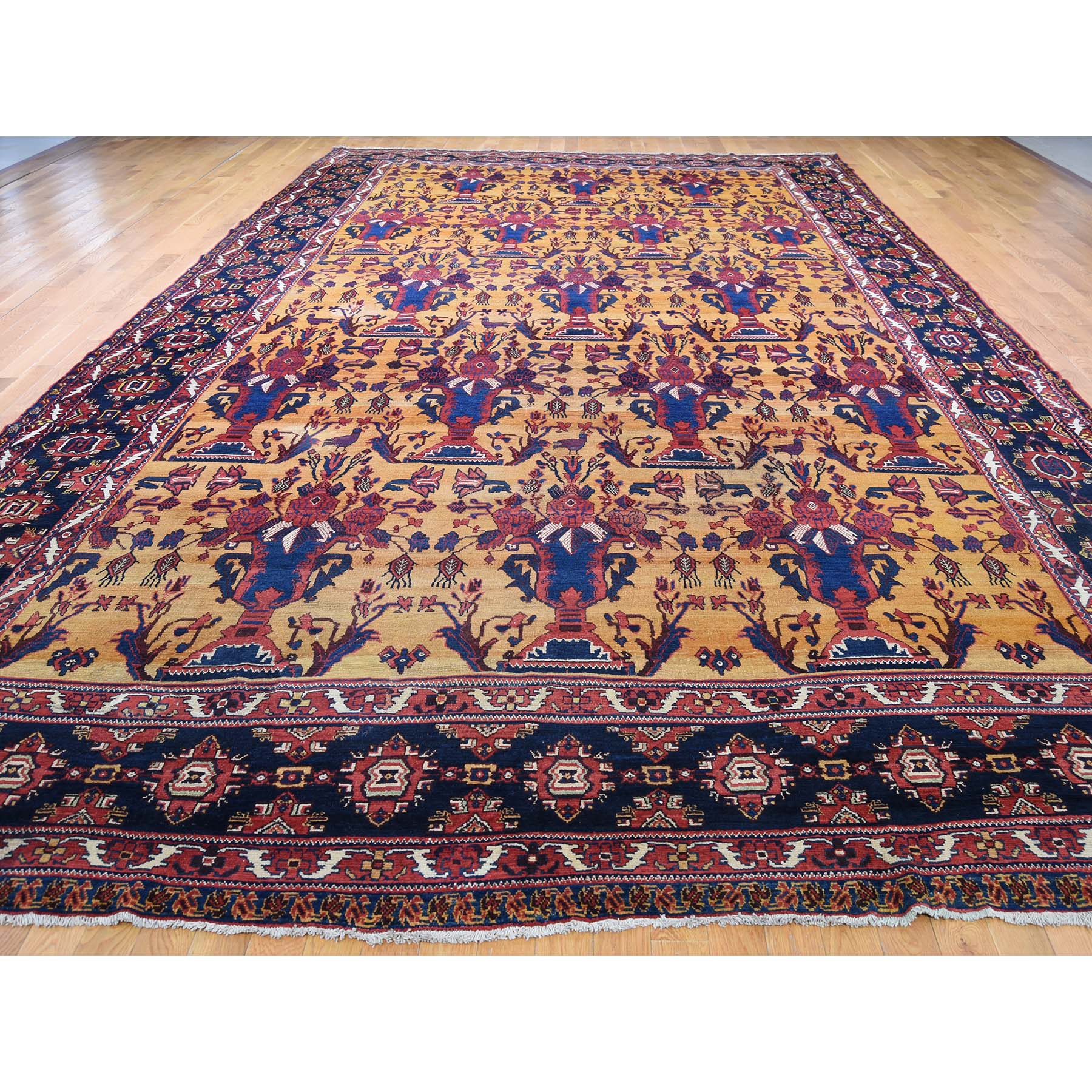 10'4"x17'7" Antique Persian Gallery Size Bakhtiari Pure Wool Hand Woven Oriental Rug 
