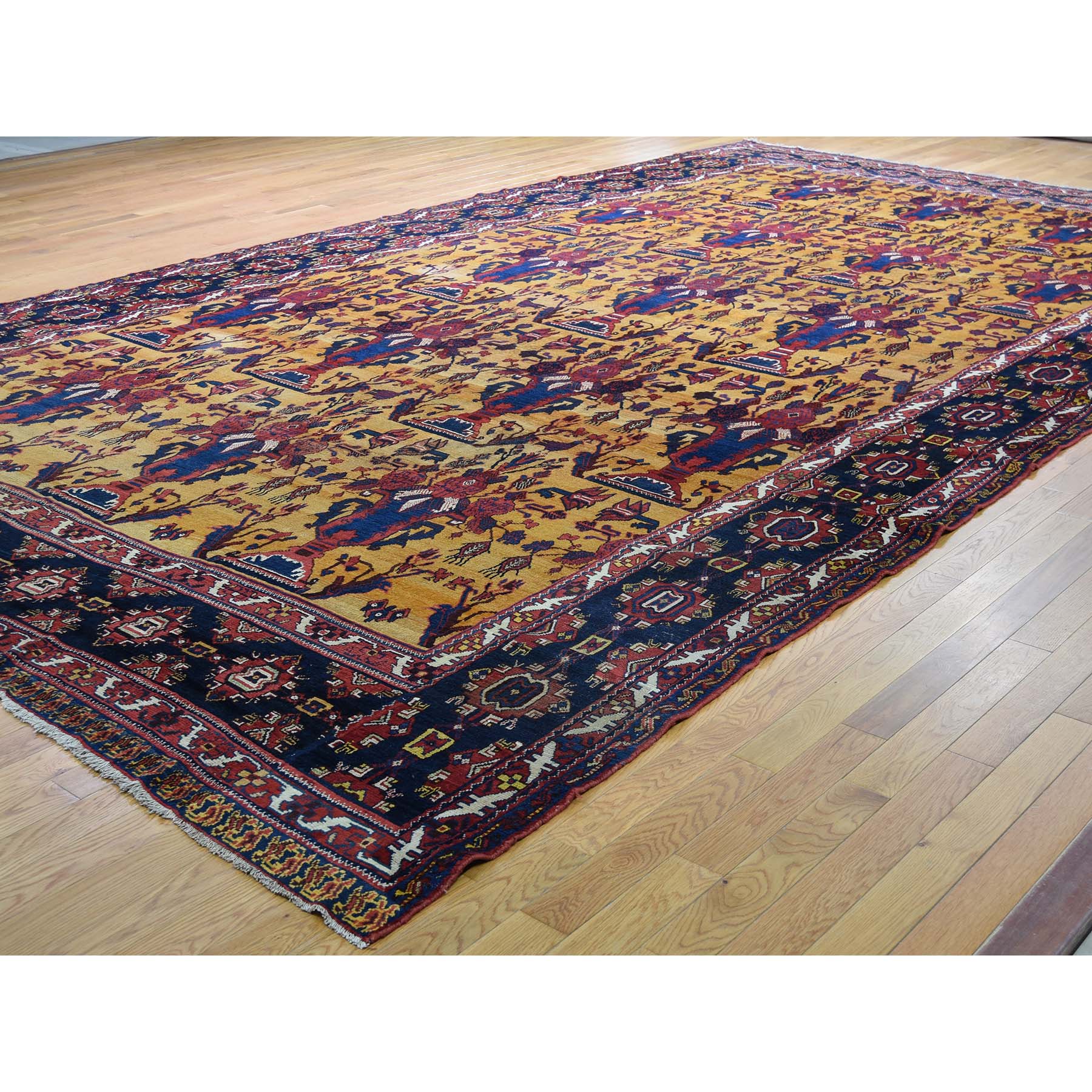 10'4"x17'7" Antique Persian Gallery Size Bakhtiari Pure Wool Hand Woven Oriental Rug 