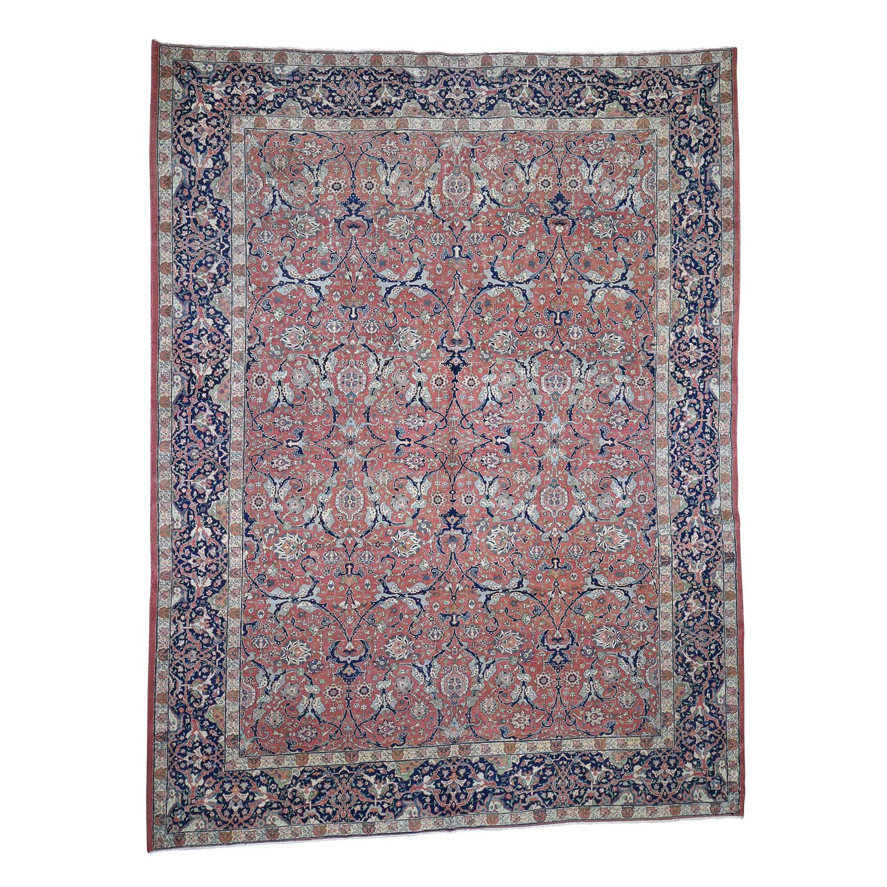 8'4"x11' Antique Persian Tabriz Pure Wool Good Condition Some Wear Hand Woven Oriental Rug 