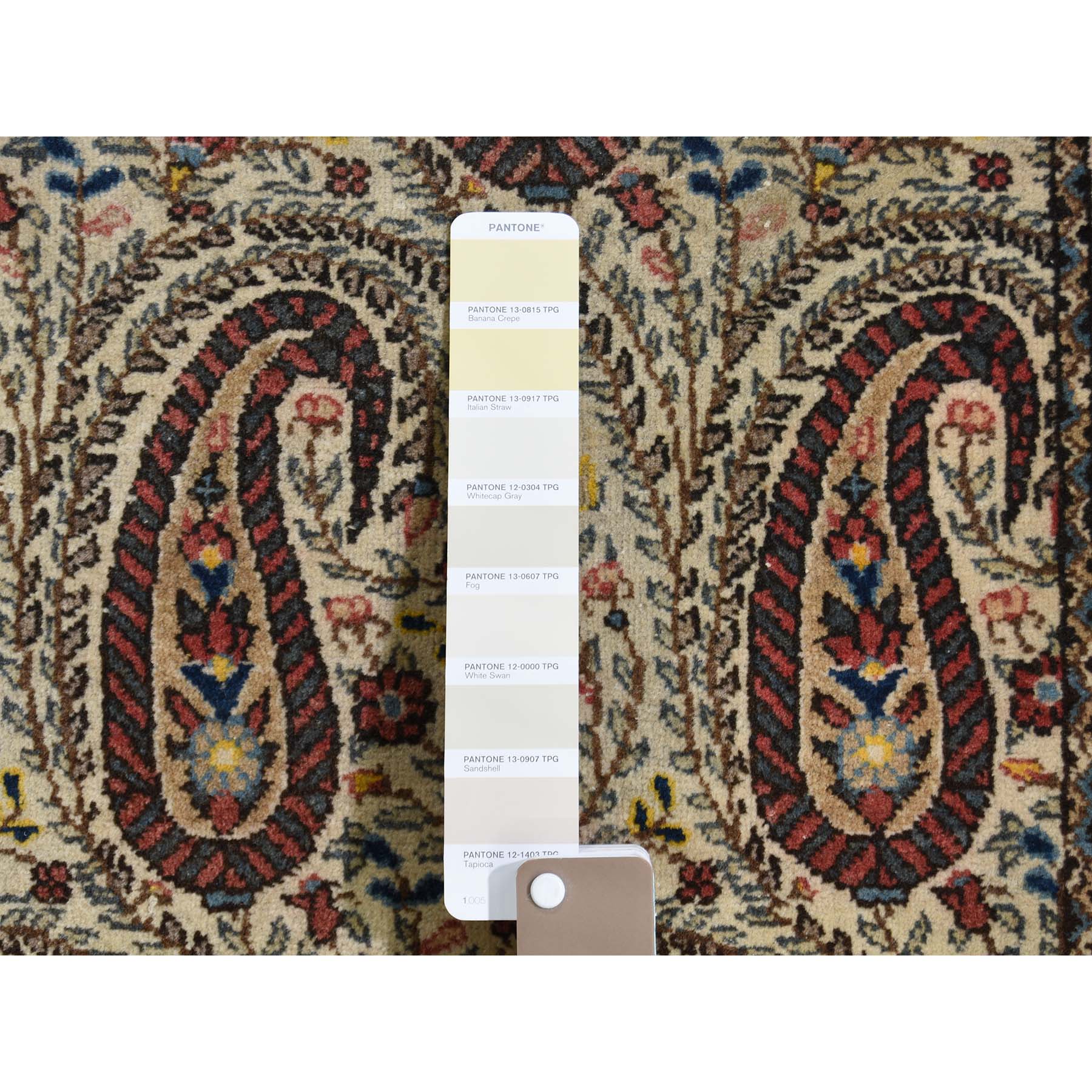 6'3"x8'9" Antique Persian Qum Good Condition Paisley Design Hand Woven Fine Oriental Rug 